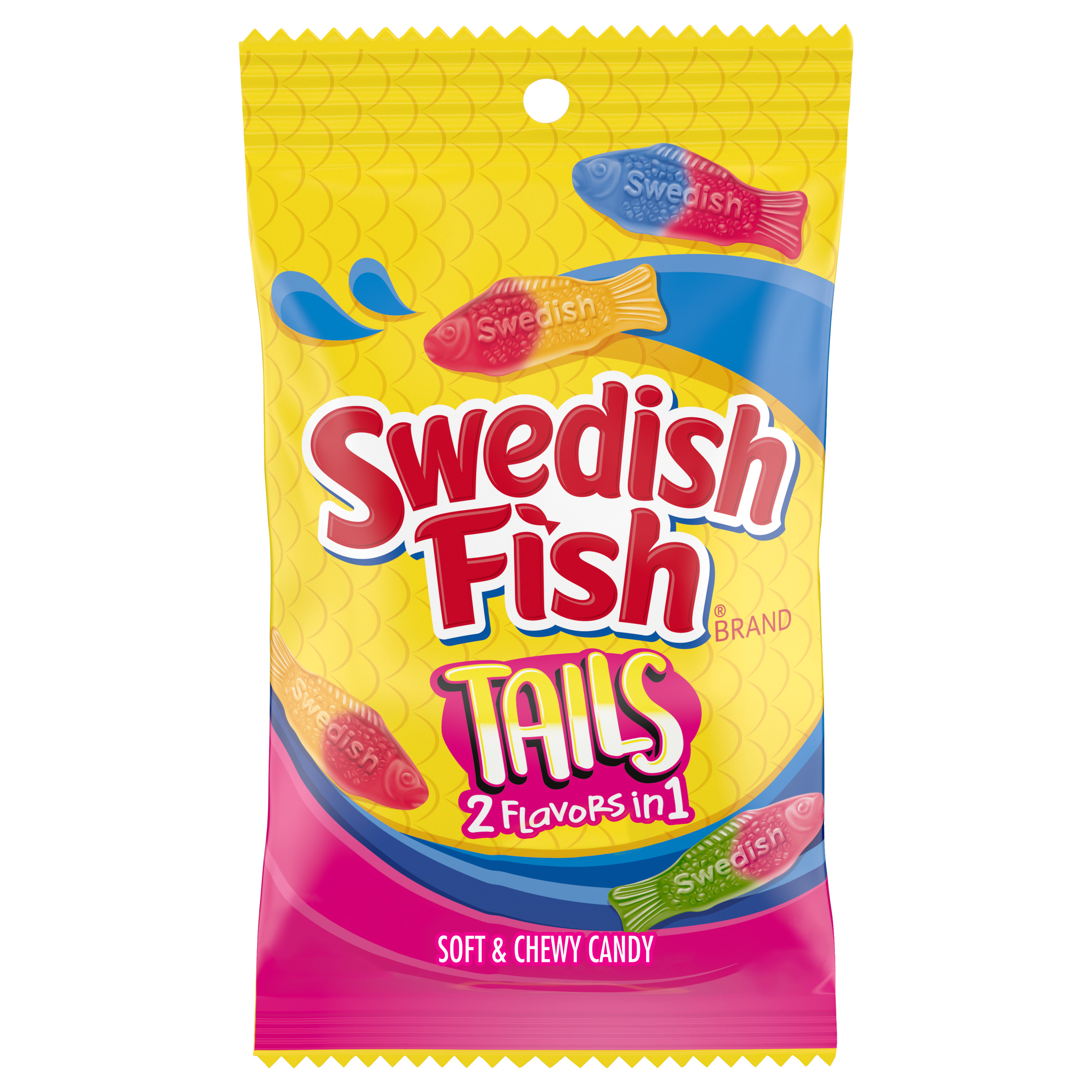 SWEDISH FISH Tails 2 Flavors in 1 Soft & Chewy Candy, 8 oz