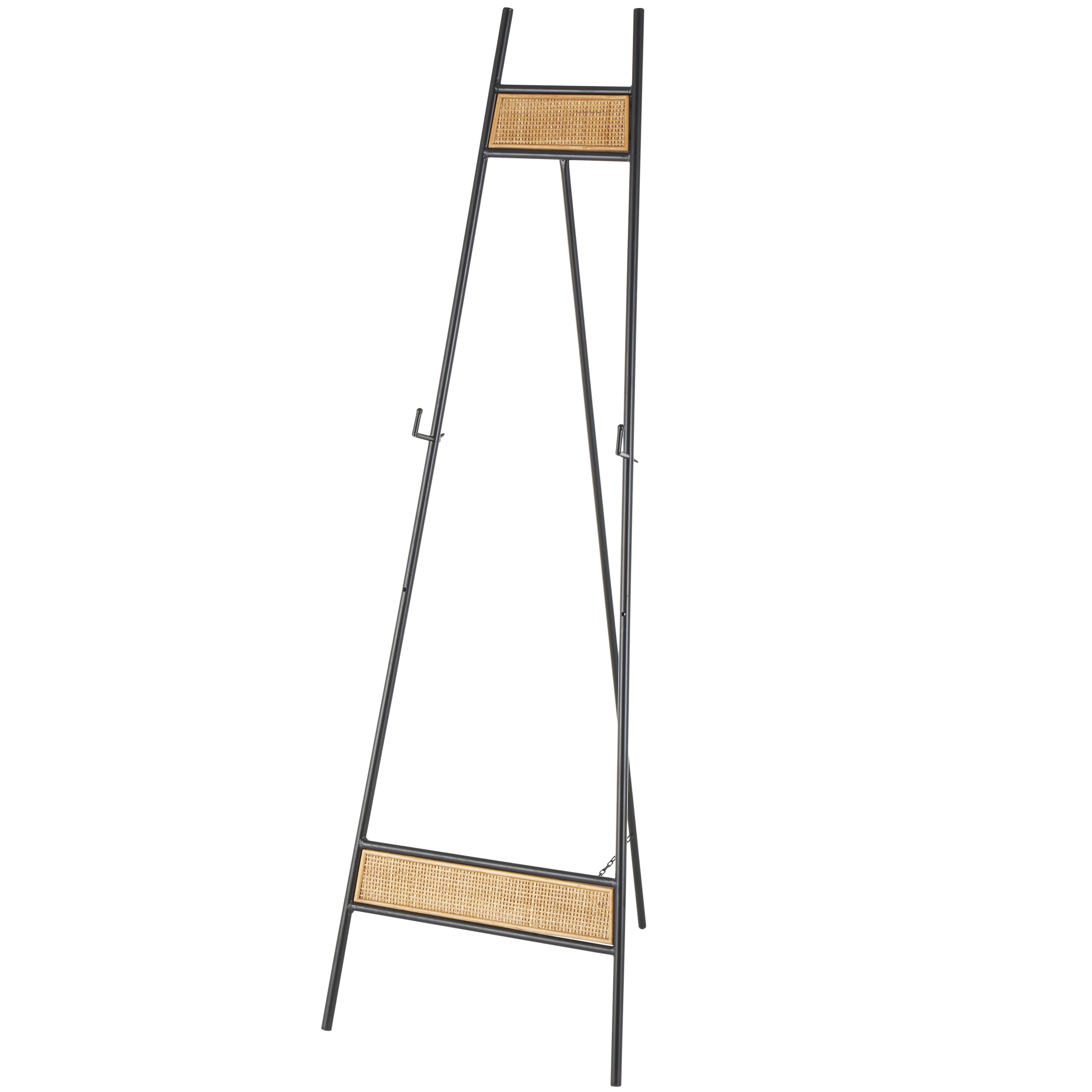 Black Metal  Display Easel with Wood Accents, 19" x 25" x 58"
