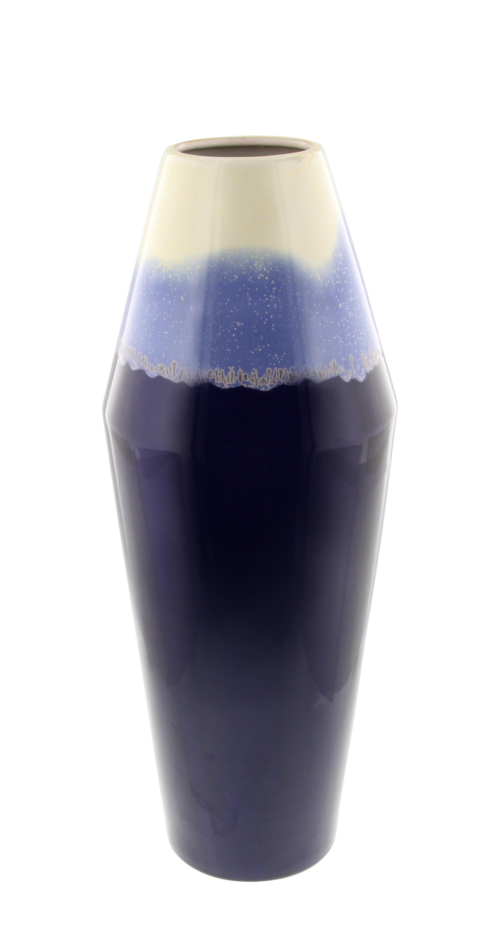 blue ceramic  vase, 7" x 7" x 21"