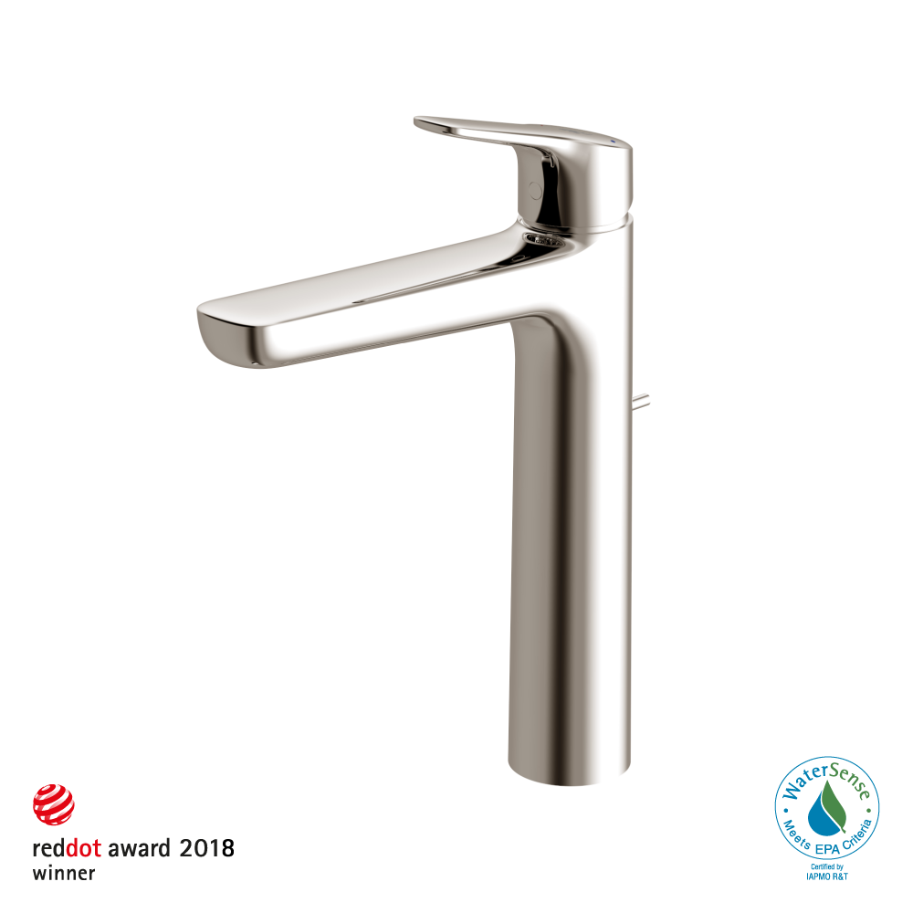 TOTO GS Series Single Handle Bathroom Faucet for Vessel Sink with COMFORT GLIDE Technology and Drain Assembly, Polished Nickel, Brass, TLG03305U#PN