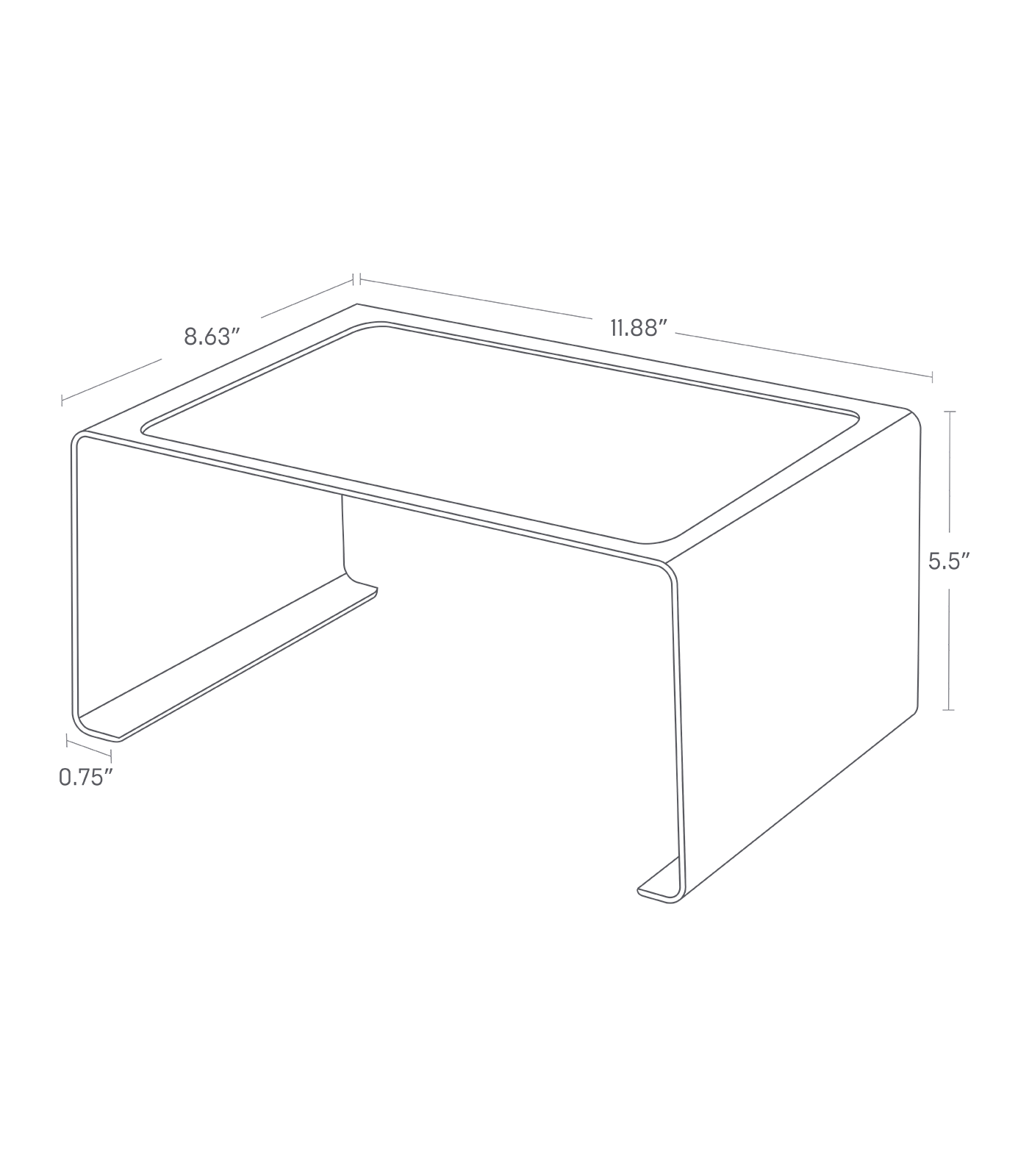 Dimension image for Stackable Countertop Shelf - Large showing a length of 11.88