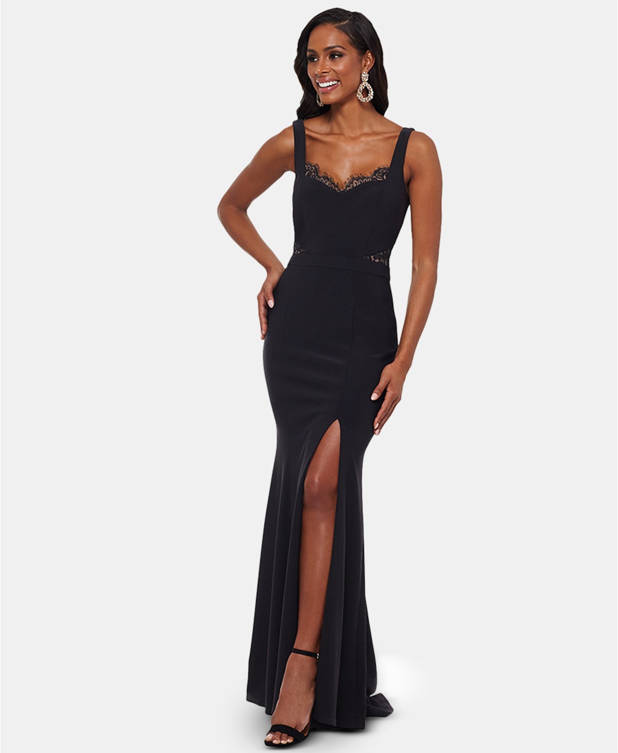 Xscape Women's Lace Trim Sleeveless Evening Dress Black Size4 eBay