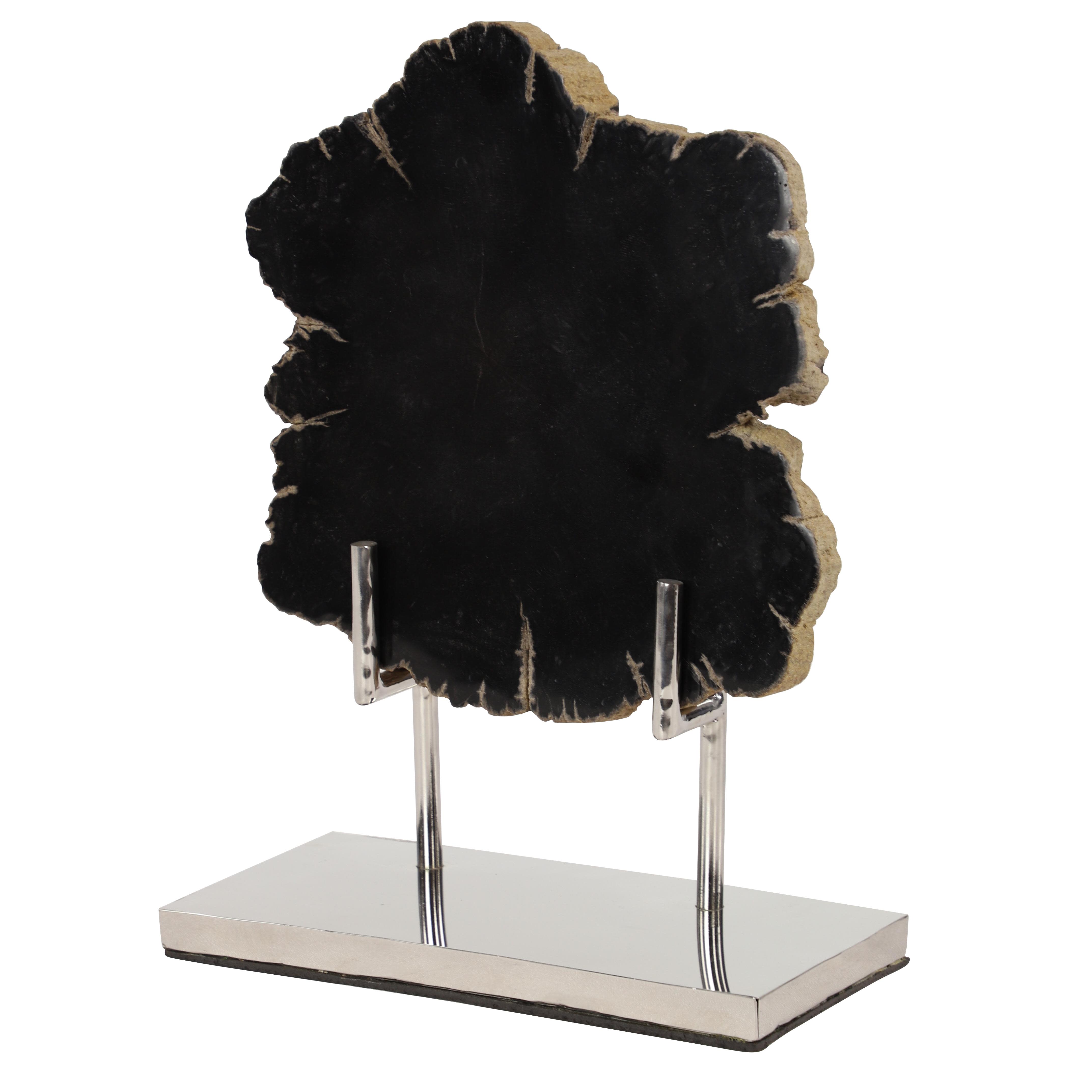 Black Wood Abstract Handmade Sculpture, 10" x 5" x 13"