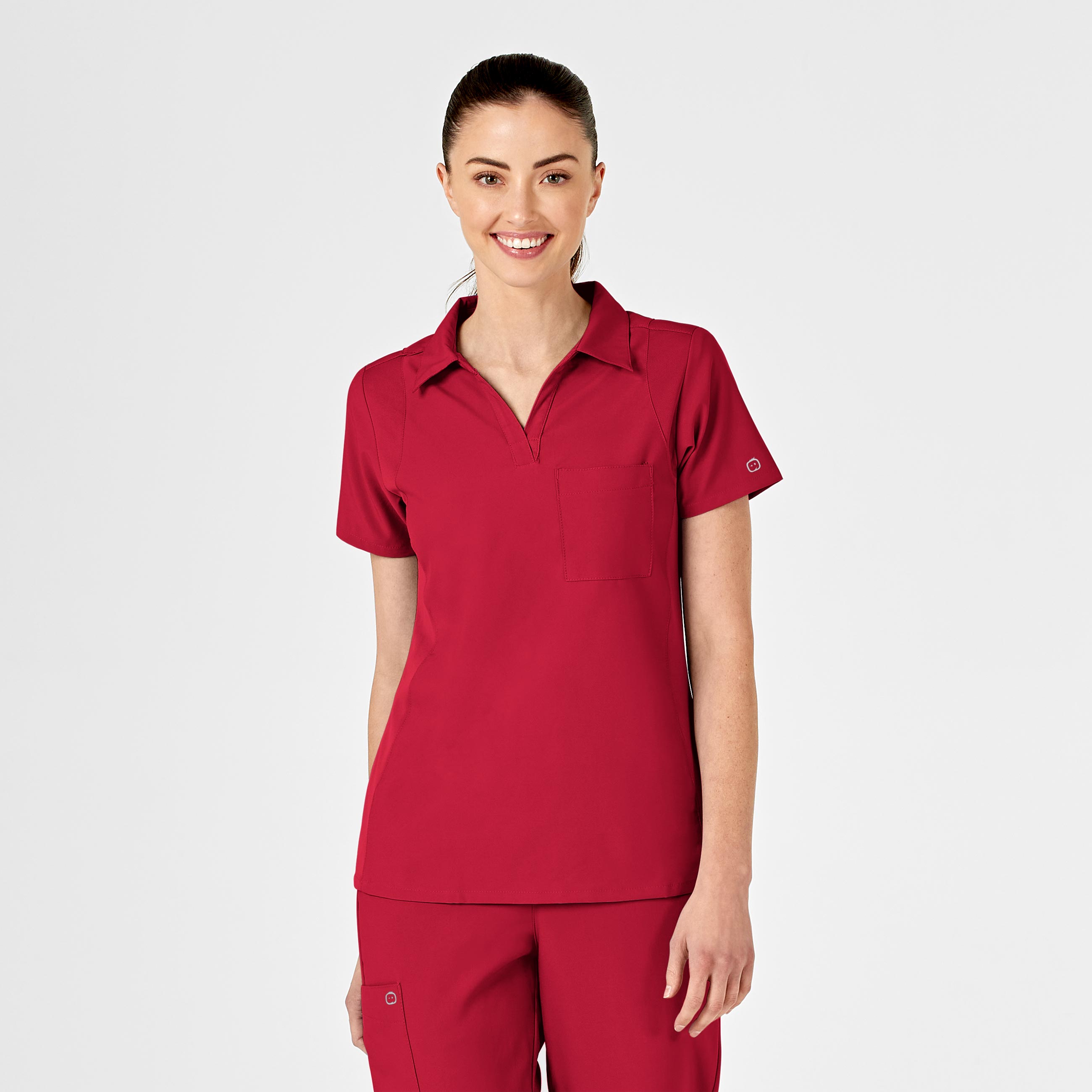 W123 Wink 6955 Women&#8216;s Short Sleeve Collar Style Medical Uniform Top with 1 Chest Pocket and 4 Way Stretch WSL-Wonder Wink