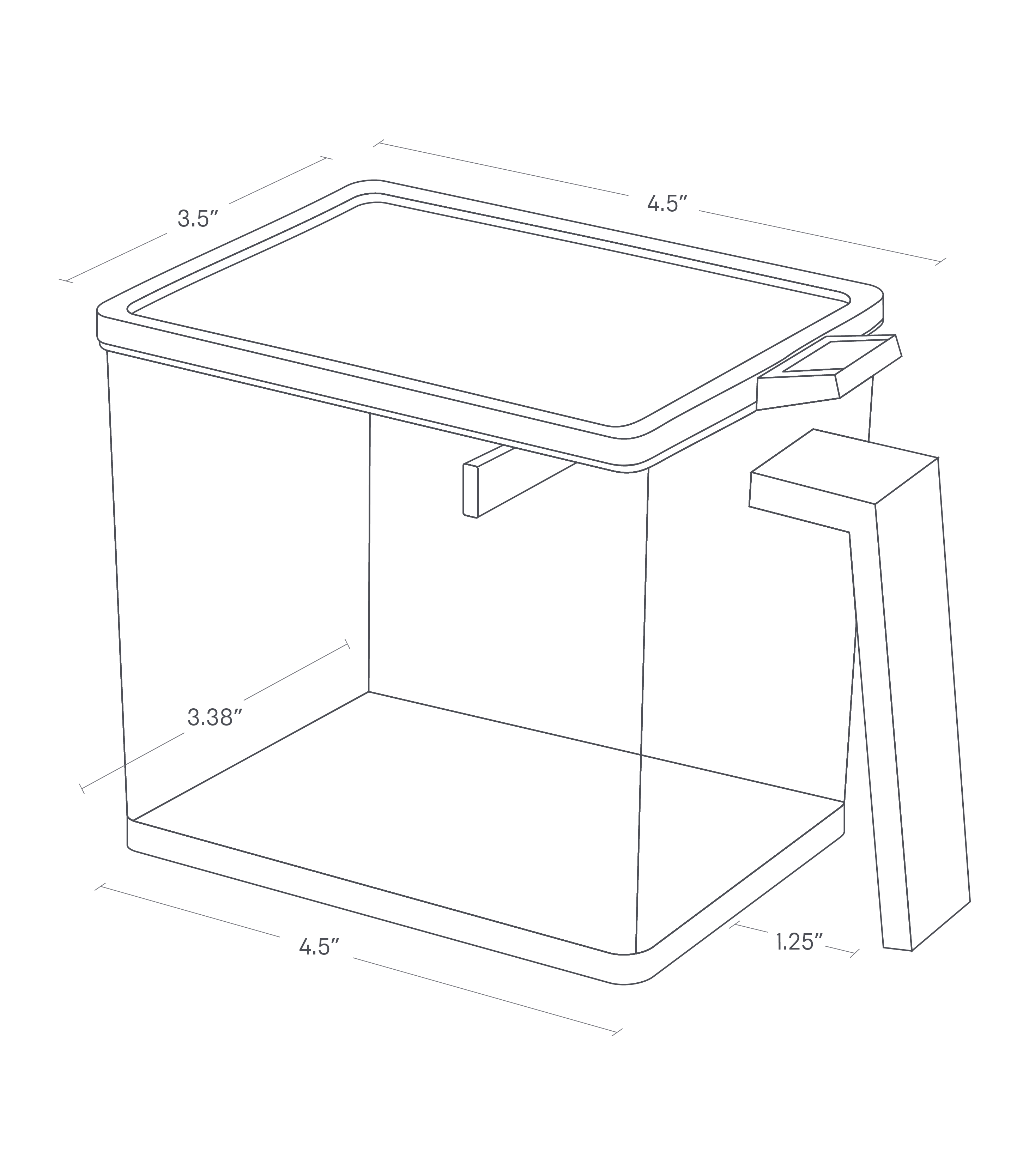 Dimension image for Spice Container showing length of 4.38