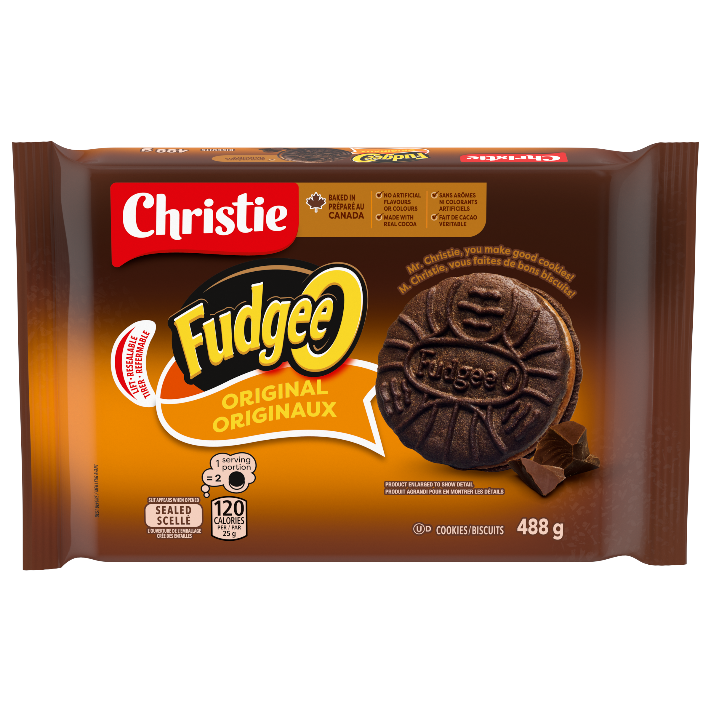 Fudgee-O Chocolatey Creme Filled Sandwich Cookies 488G-0