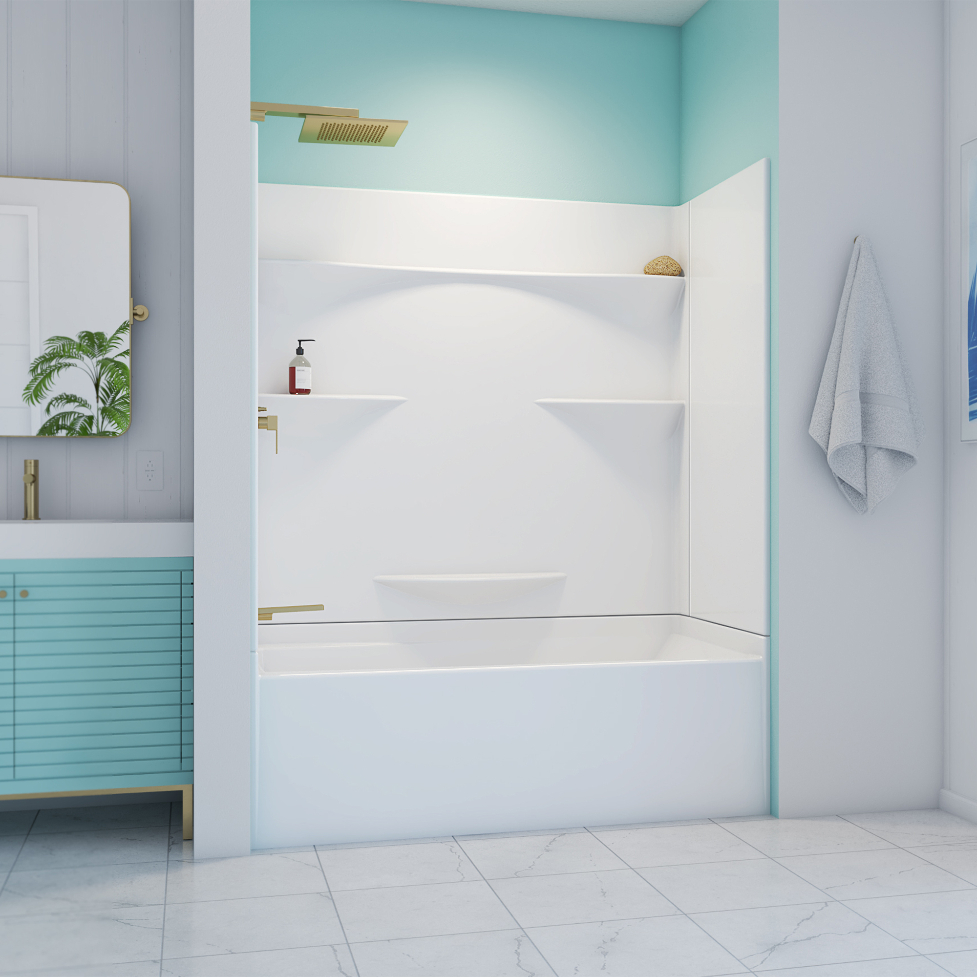 Acrylx Alcove Four Piece Tub Shower In view 11
