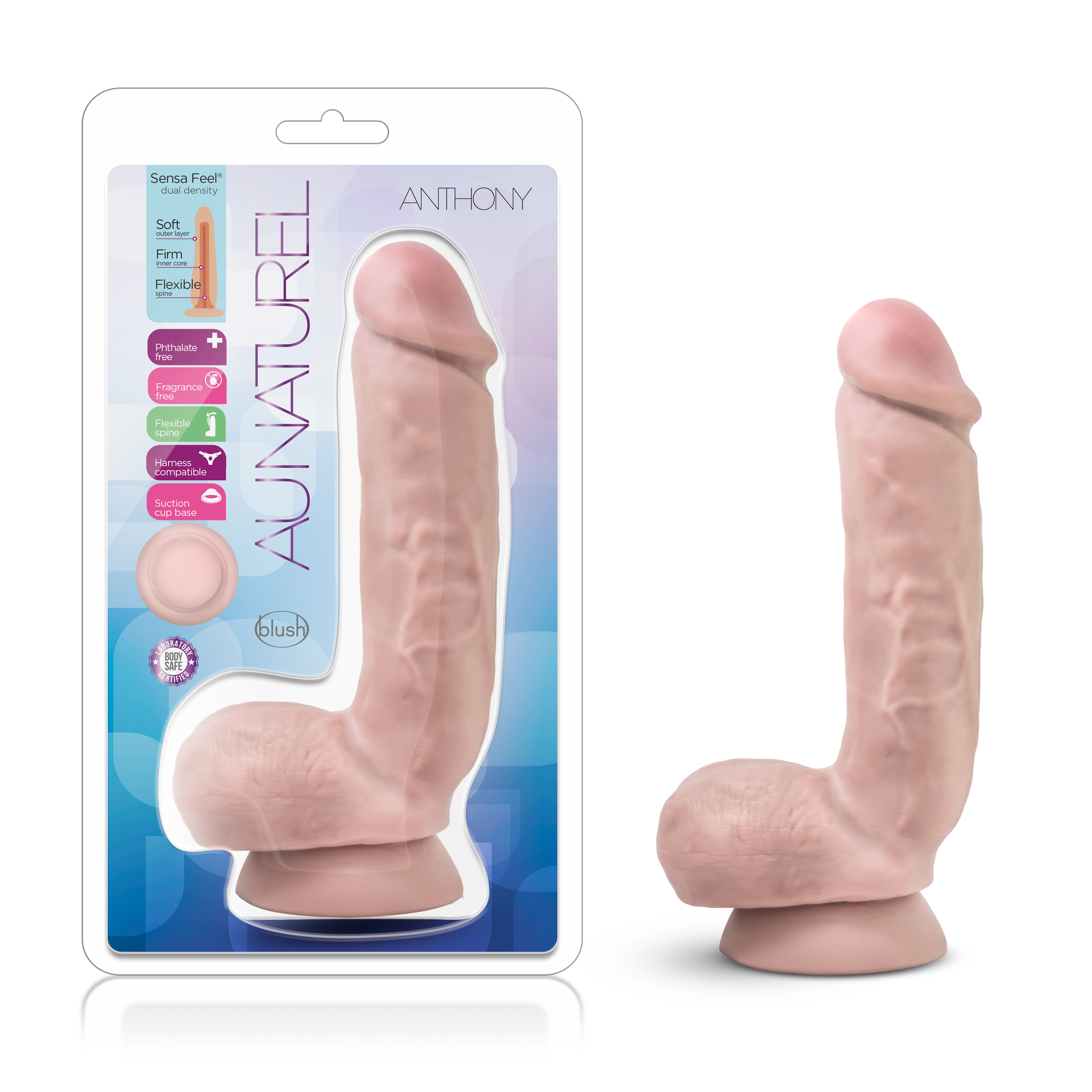 Blush Au Naturel Anthony Realistic Beige 8.5-Inch Long Dildo With Suction Cup Base