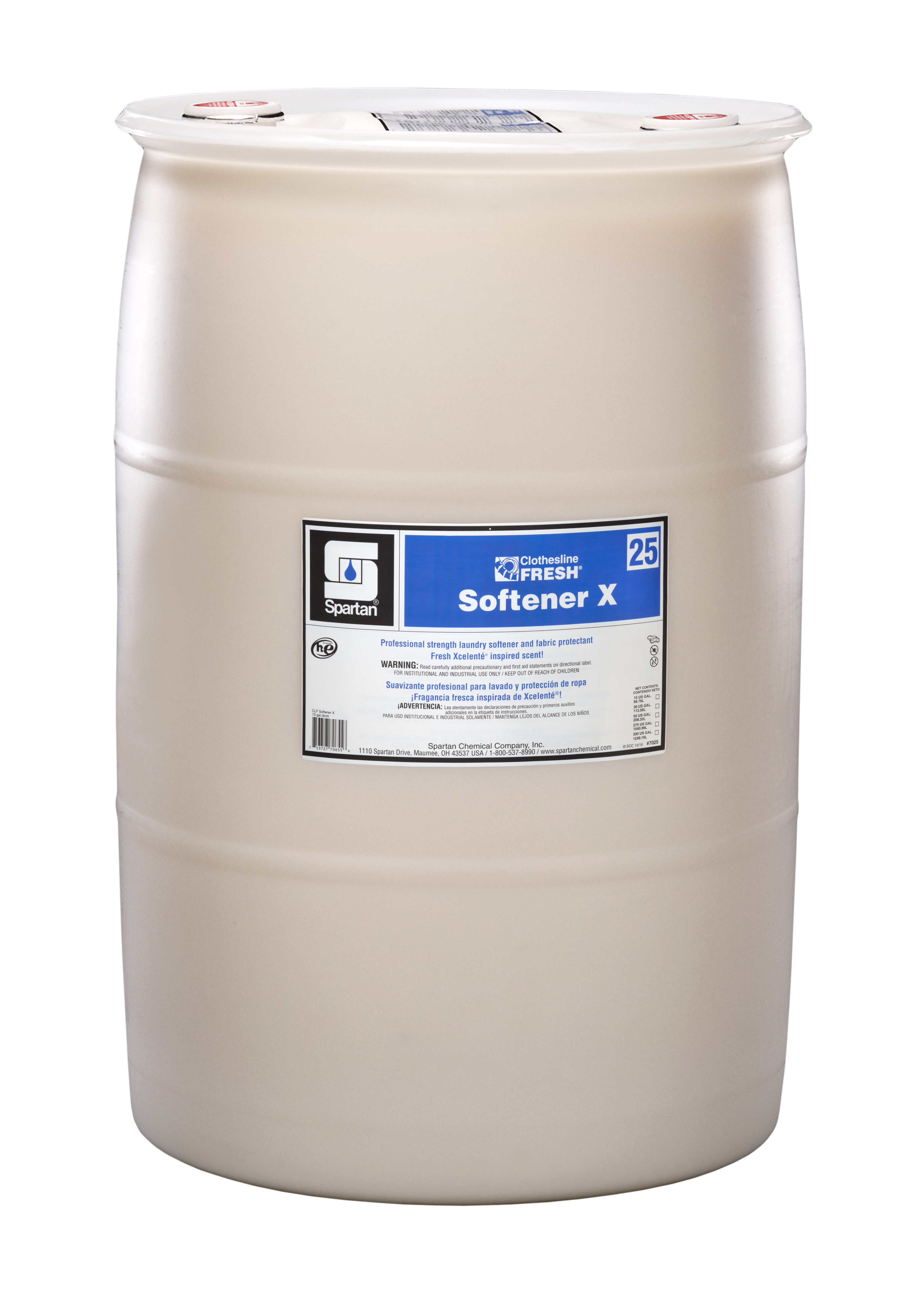 Spartan Chemical Company Clothesline Fresh Softener X 25, 55 GAL DRUM