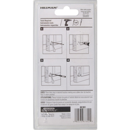 Hardware Essentials Kickdown Door Stop Satin Nickel (4")