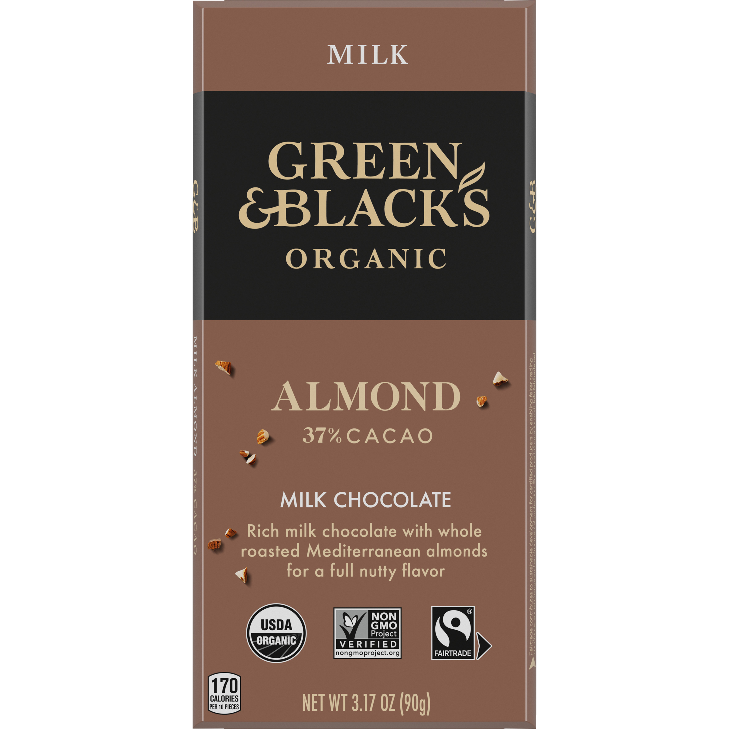 Green & Black's Organic Milk Chocolate with Almonds Bar, 34% Cacao, 3.17 oz-thumbnail-1
