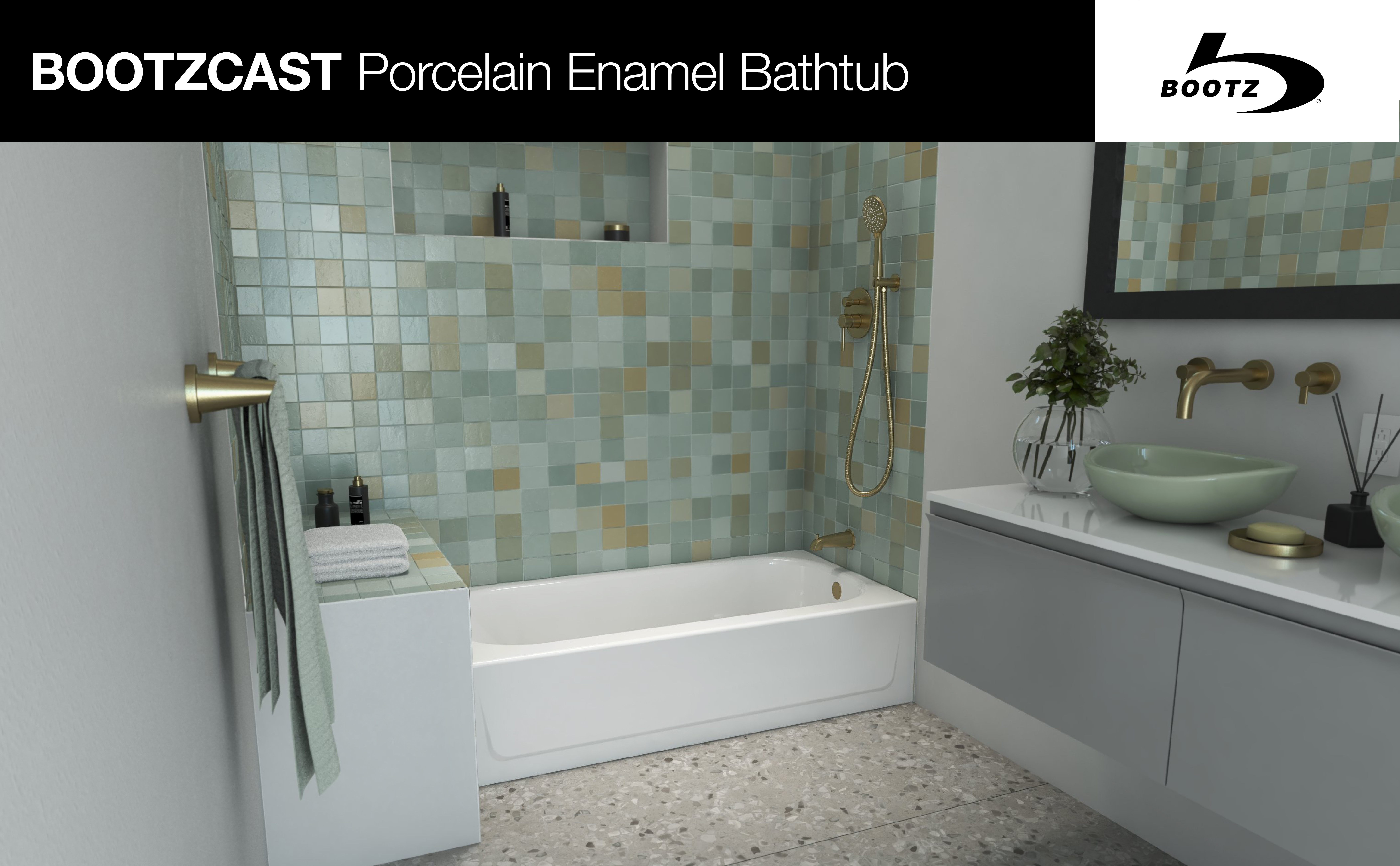 BootzCast Porcelain Enamel Alcove Bathtub