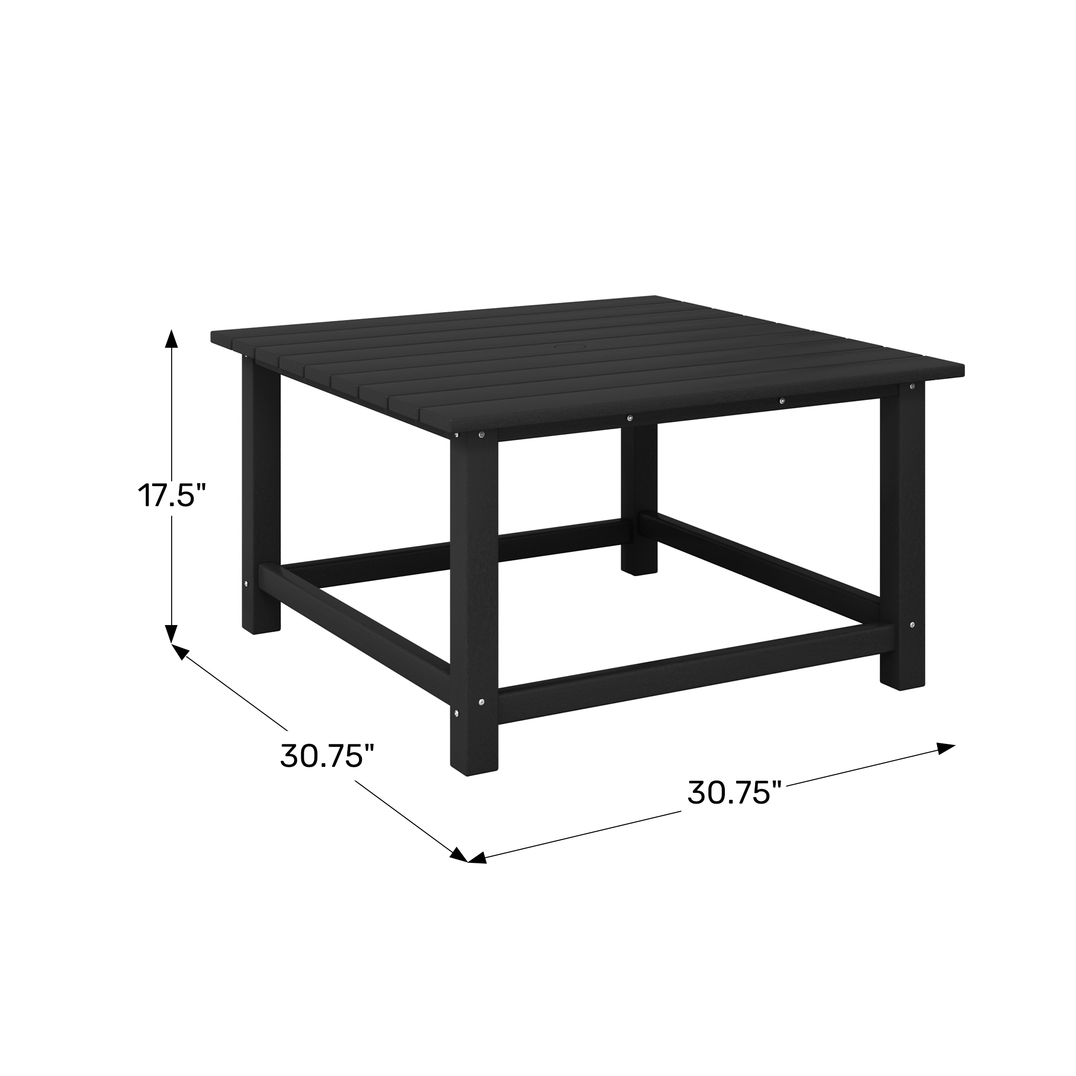 Low Outdoor HDPE Square Patio Coffee TableWWT Spec Image