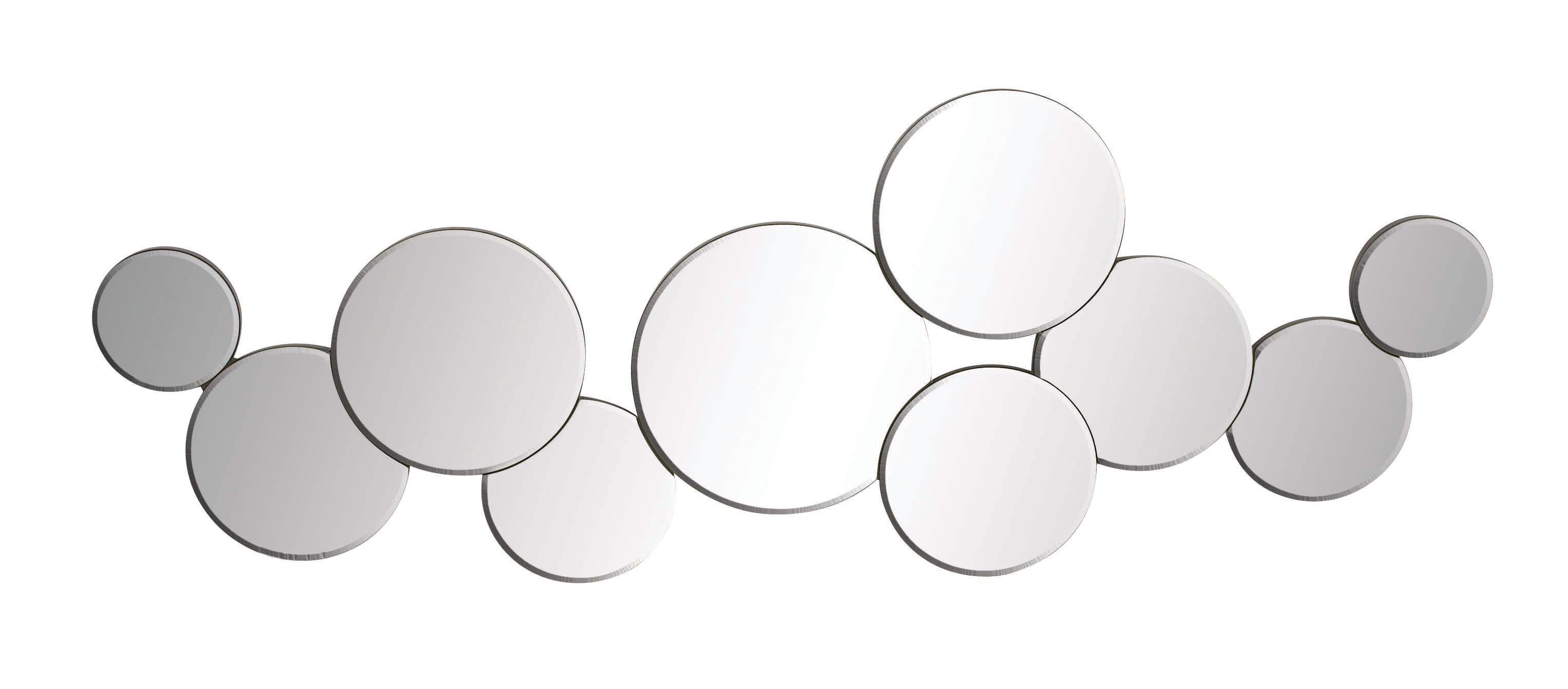 Silver Glass  Bubble Cluster Room Wall Mirror, 57" x 1" x 20"