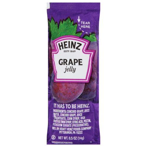 HEINZ Single Serve Grape Jelly, 0.5 oz. Packets (Pack of 200) Kraft