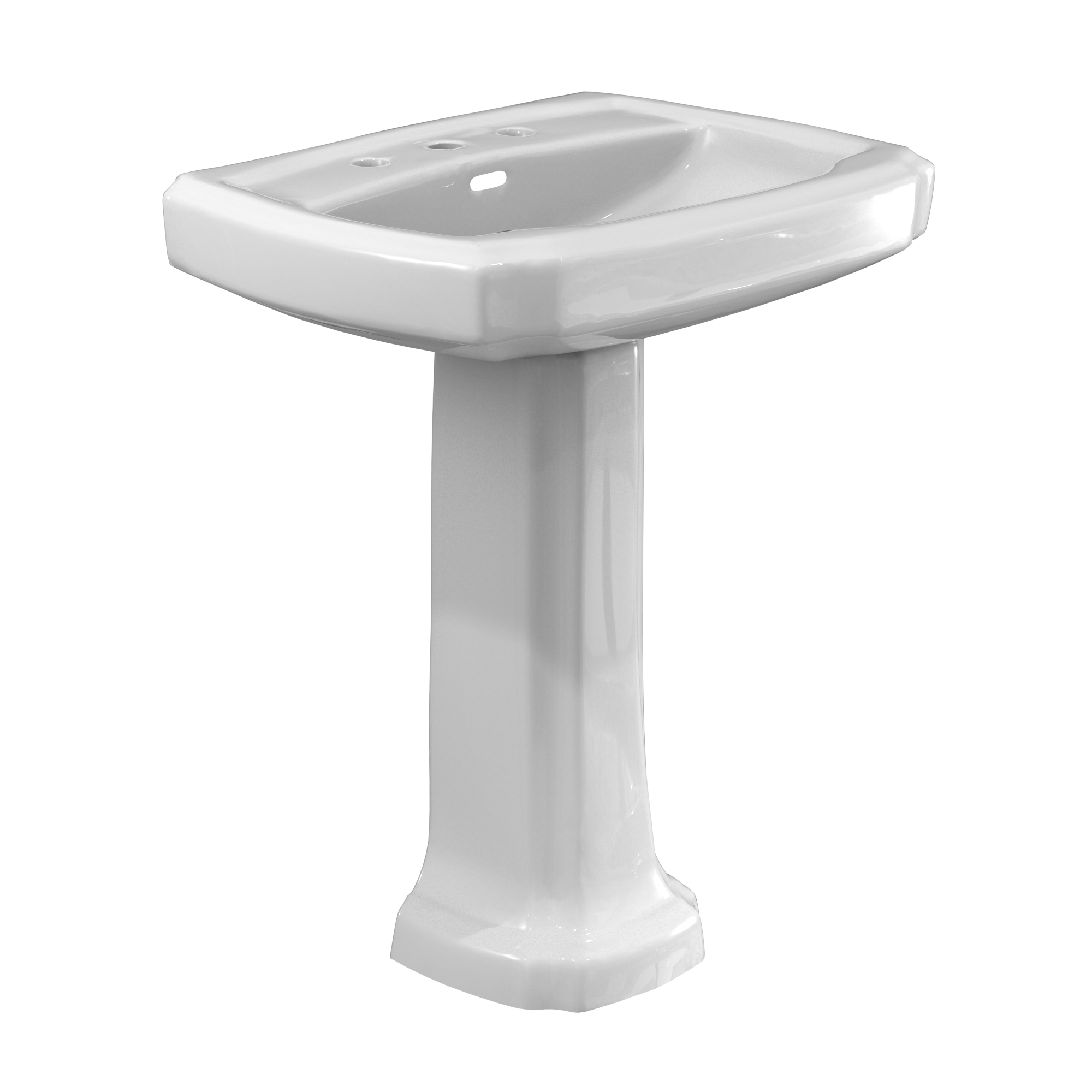 TOTO Guinevere 27-1/8" x 19-7/8" Rectangular Pedestal Bathroom Sink for 8 Inch Center Faucets, Cotton White, Vitreous China, LPT970.8#01