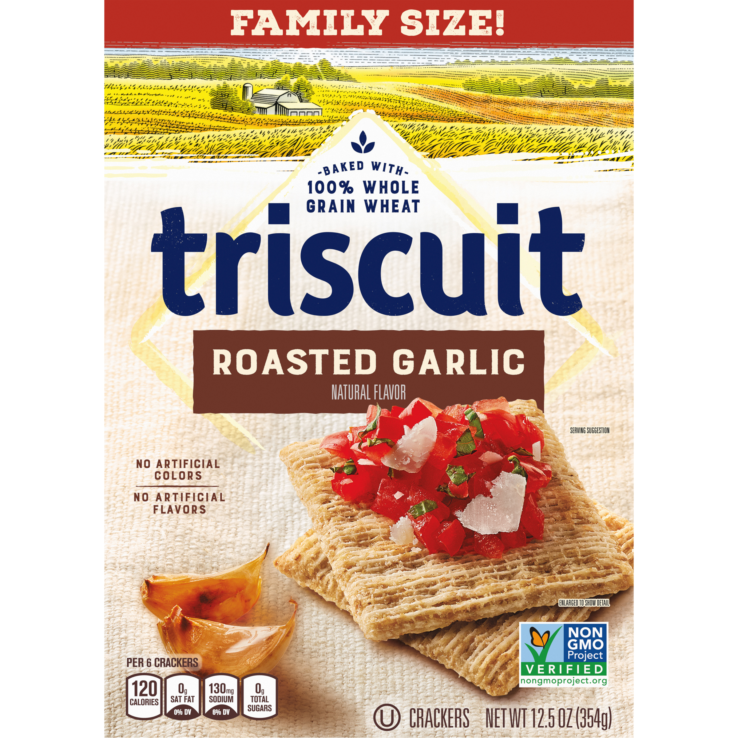 Triscuit Roasted Garlic Whole Grain Wheat Crackers, Family Size, 12.5 oz-2