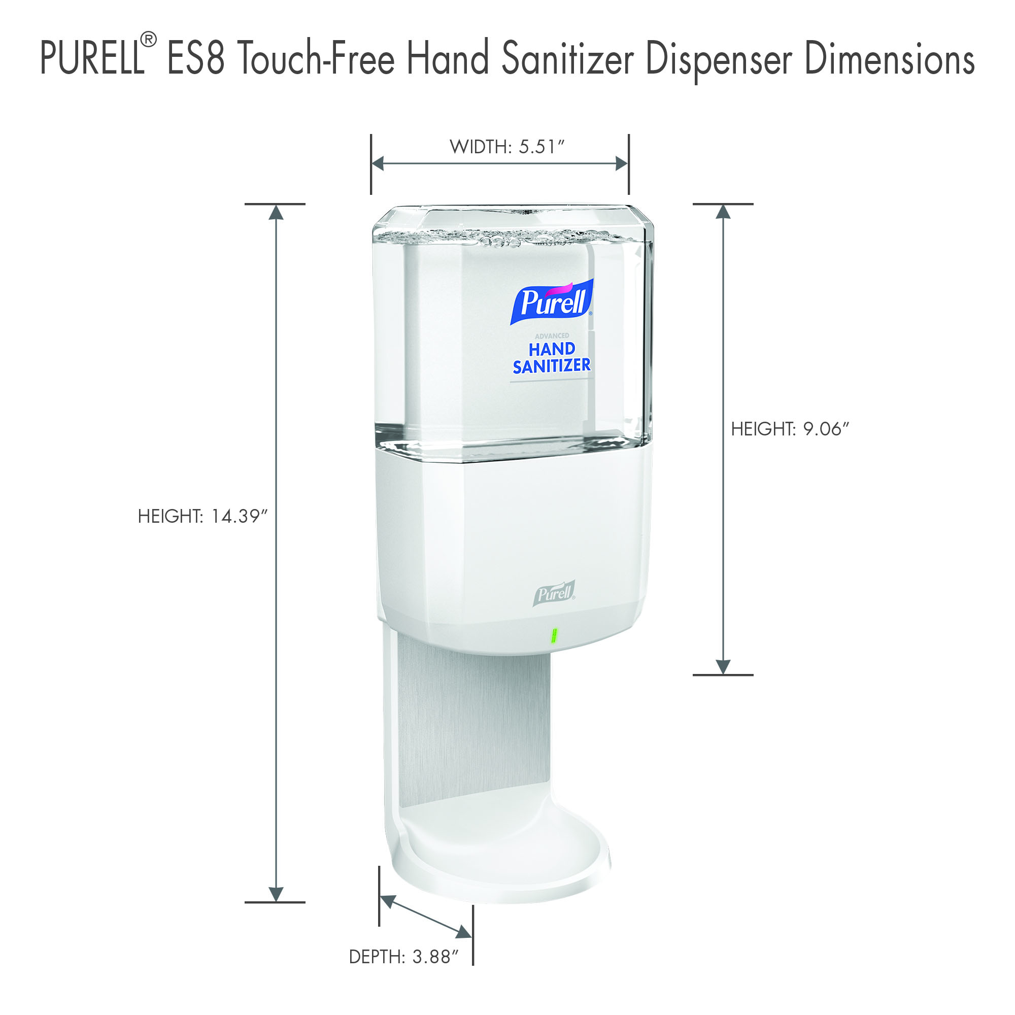 Picture of Dispenser, Es8 Touch Free Hand Sanitizer, Plastic, 1200 Ml, White
