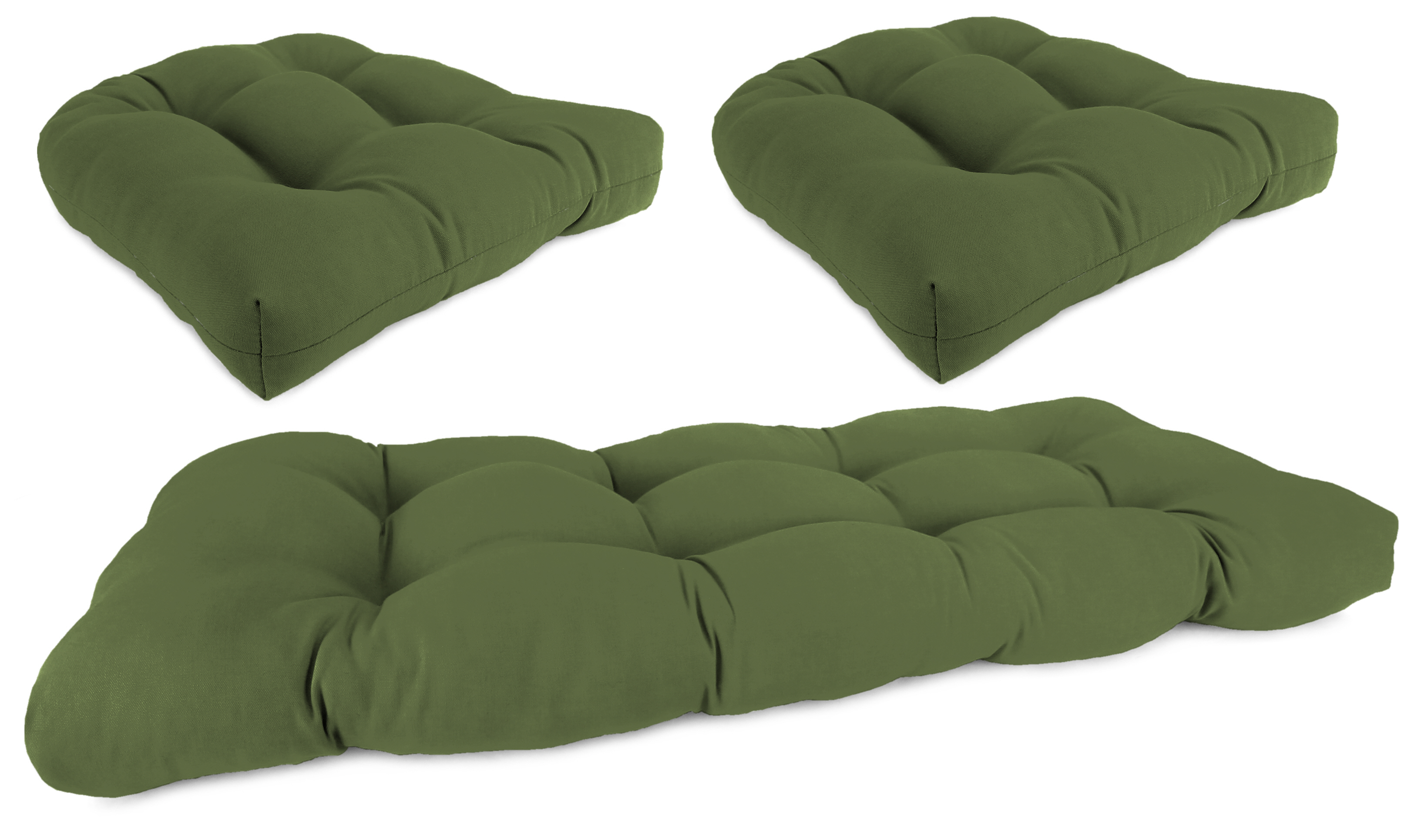 New 3-Piece Tufted Outdoor Patio Wicker Cushion Set for Bench and 2 Chair Seats - Picture 17 of 17