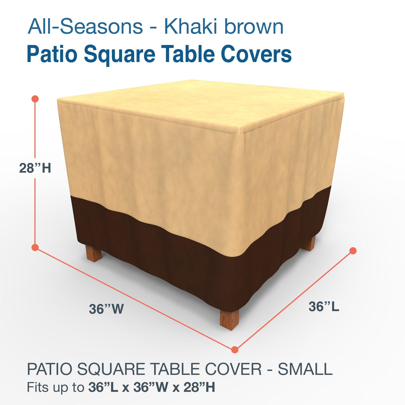 Budge All-Seasons Waterproof Square Patio Table Cover | Various Sizes and Colors