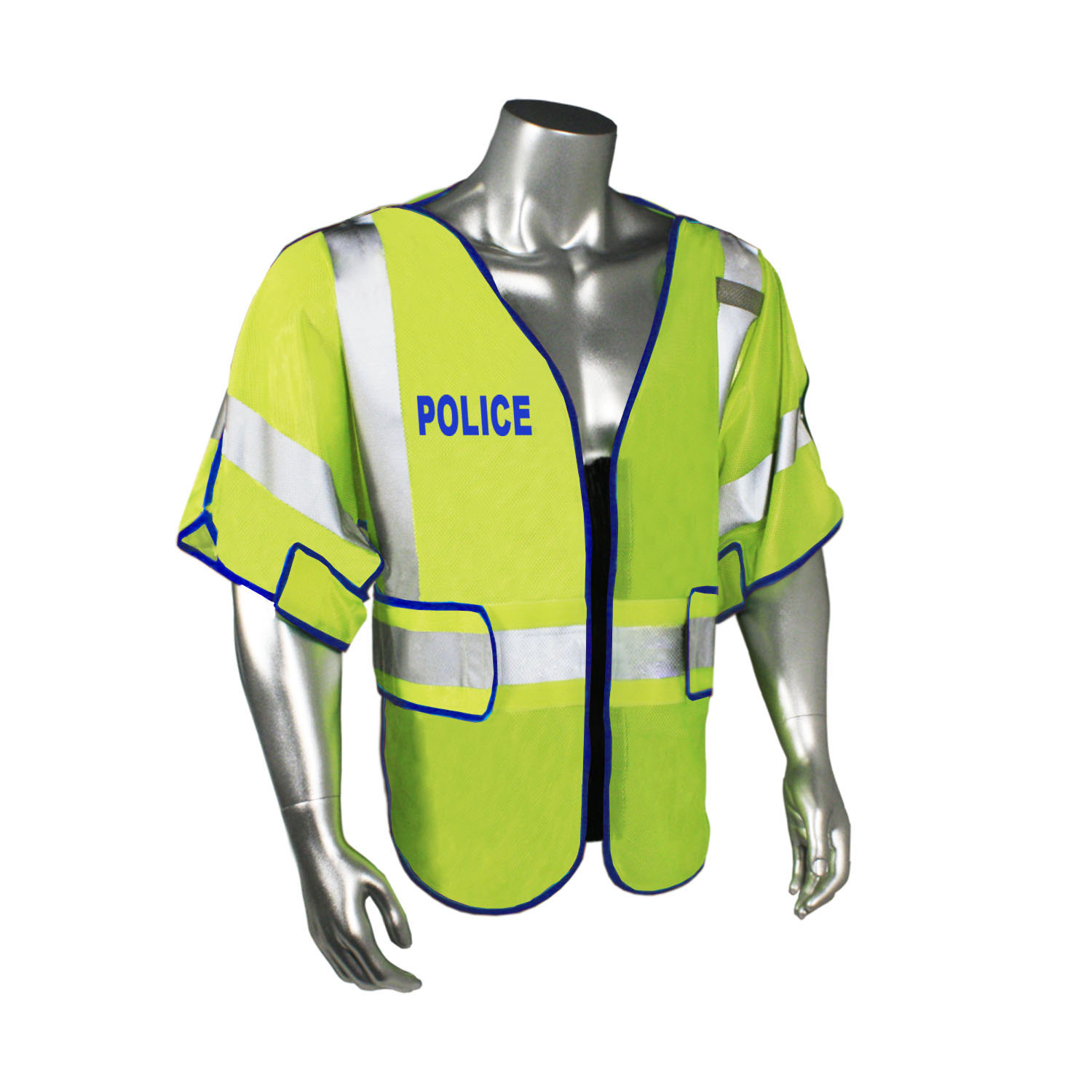 LHV-PS3-DSZR Class 3 Safety Vest - Police - Blue Trim - Green - Size 2X-4X
