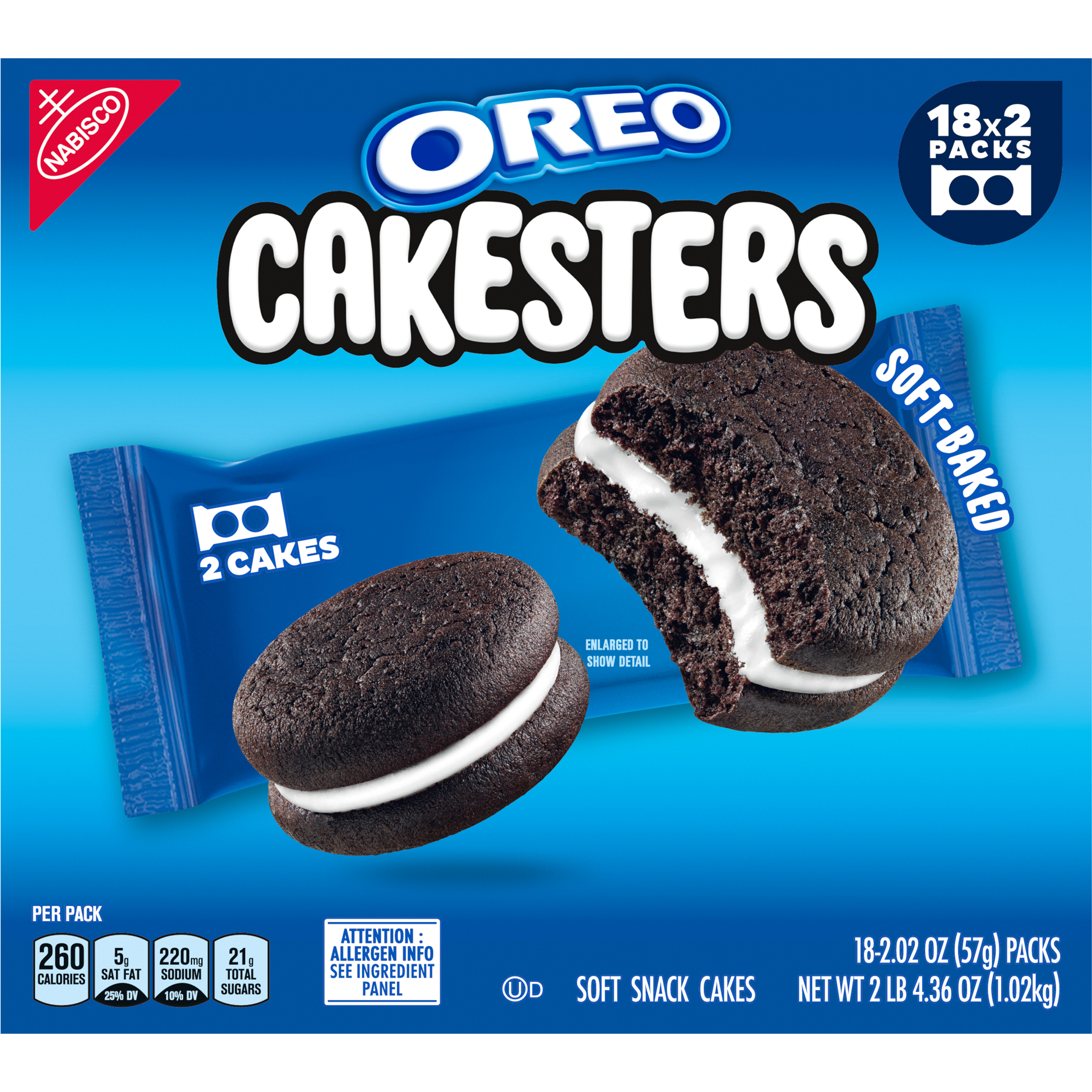 OREO Cakesters Soft Snack Cakes, 18 - 2.02 oz Snack Packs-thumbnail-1