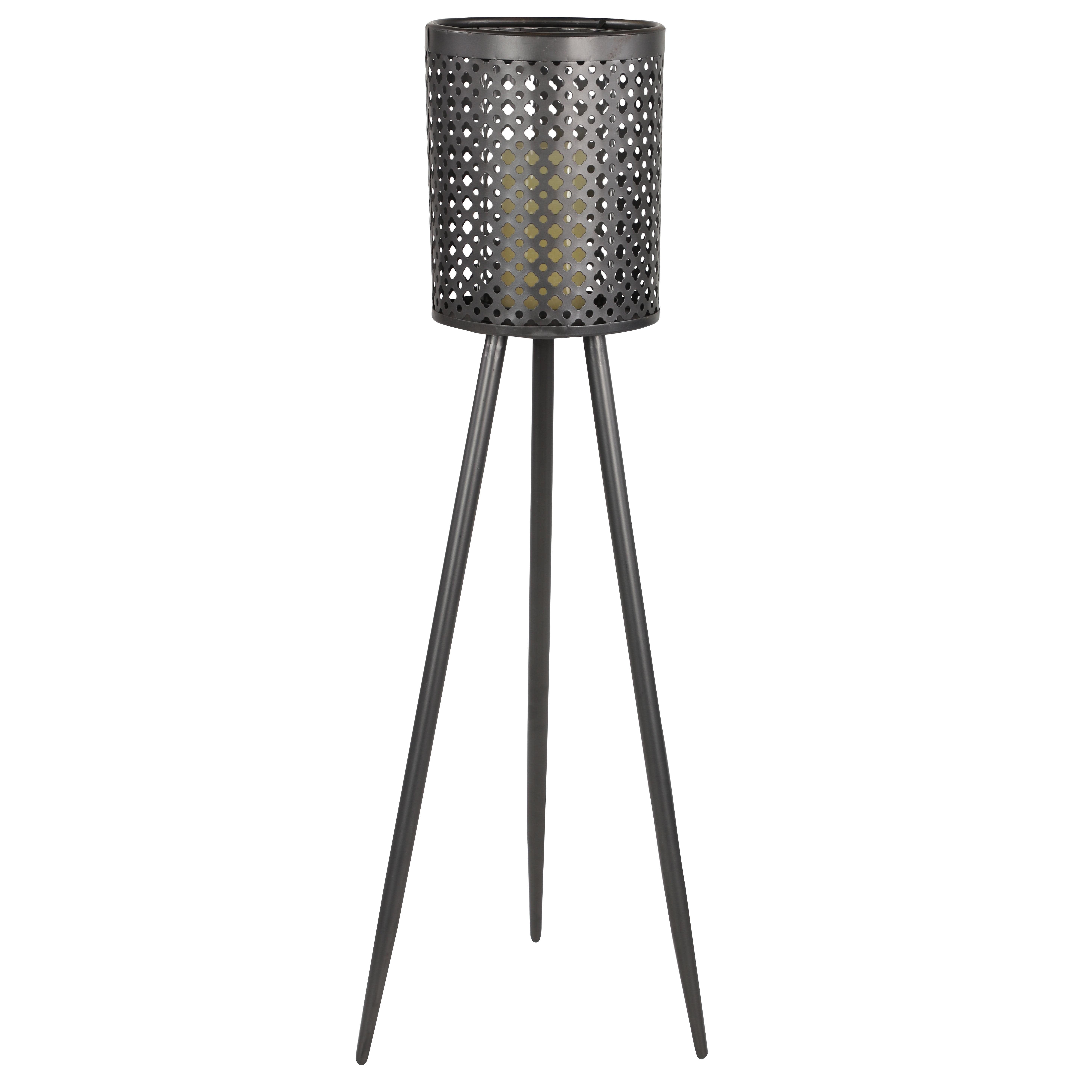 Black Metal  Candle Lantern, 8" x 8" x 32"