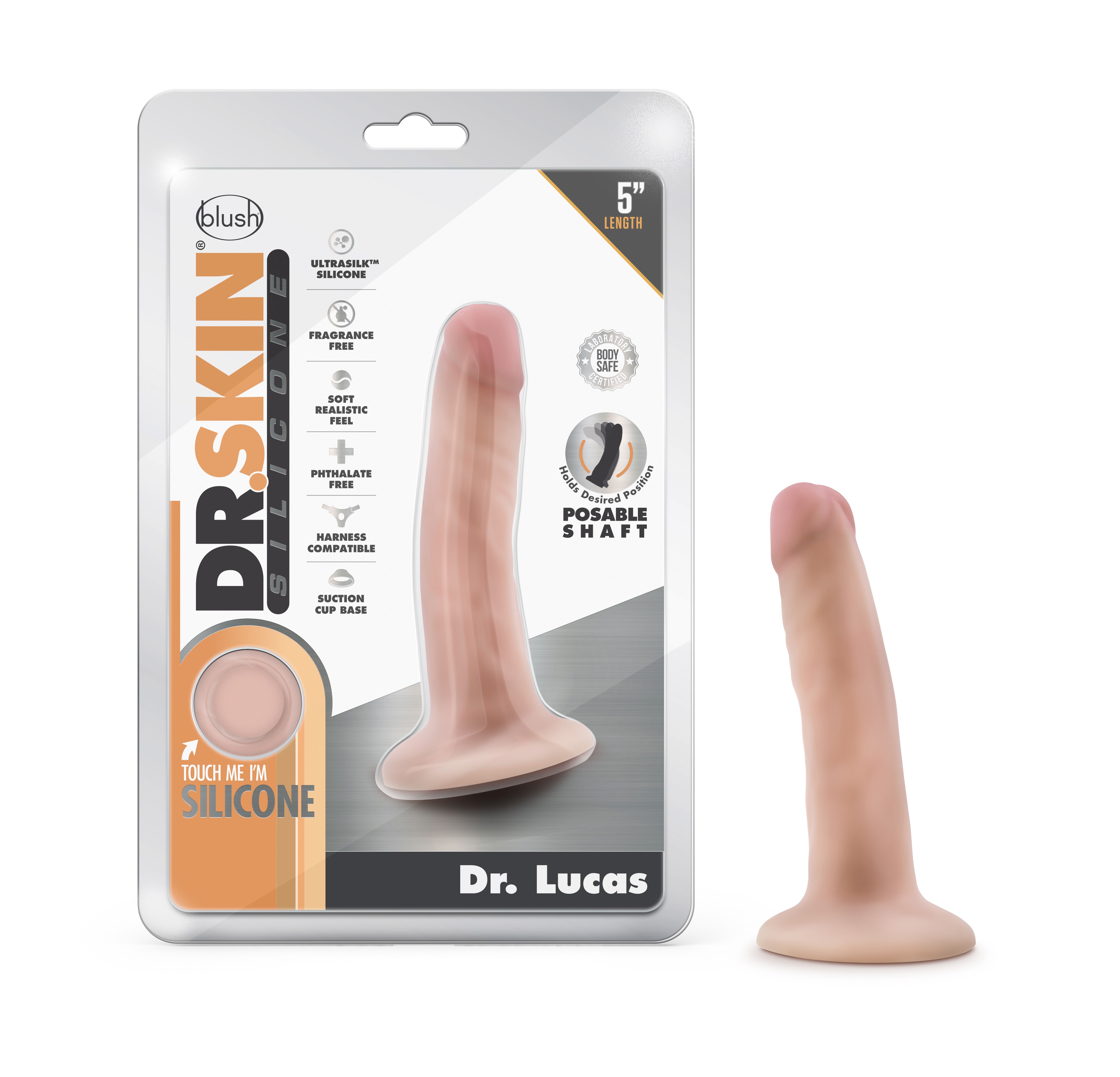 Blush Dr. Skin Silicone Dr. Lucas Realistic Vanilla 5.5-Inch Long Dildo With Suction Cup Base