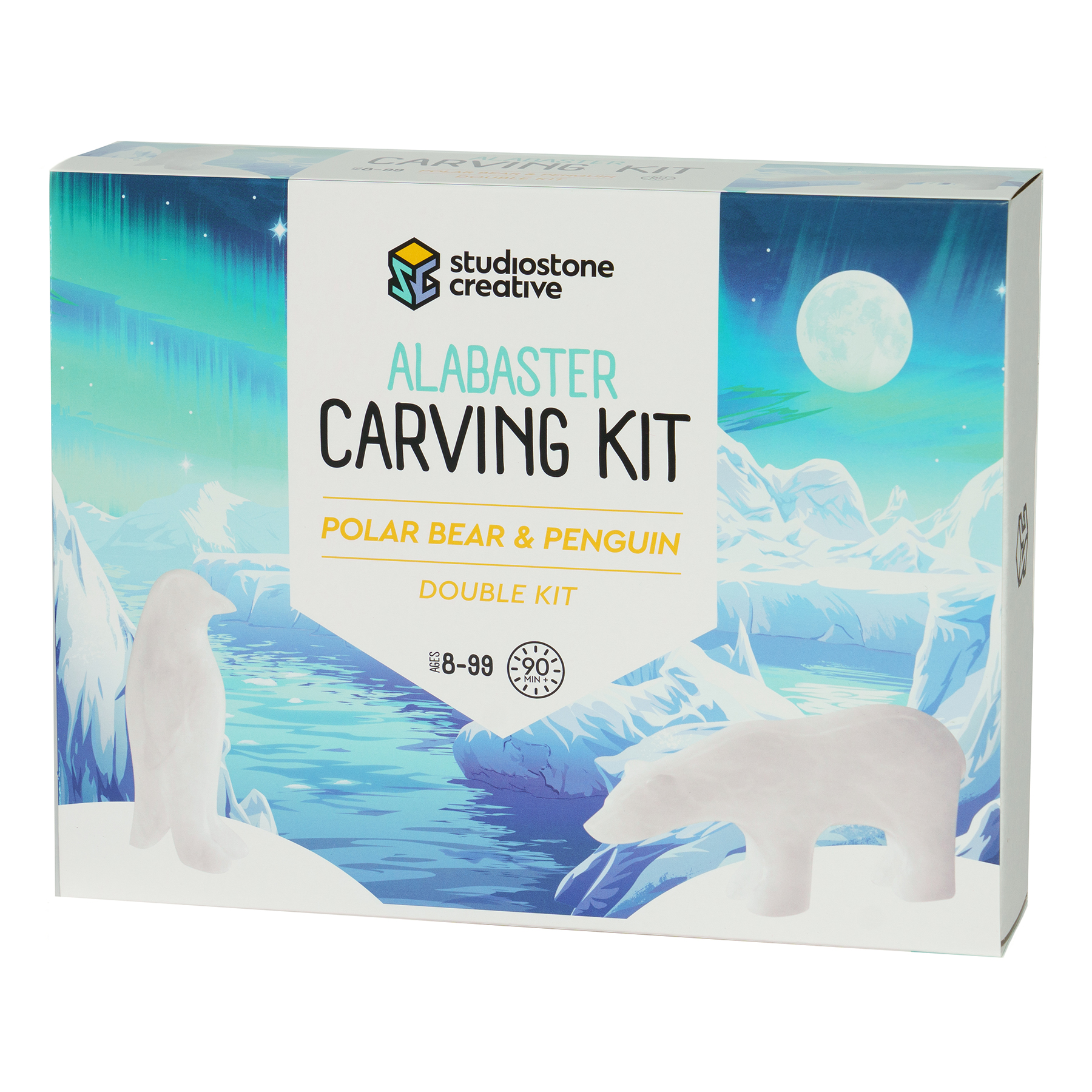 Studiostone Creative Polar Bear & Penguin Double Alabaster Carving Kit