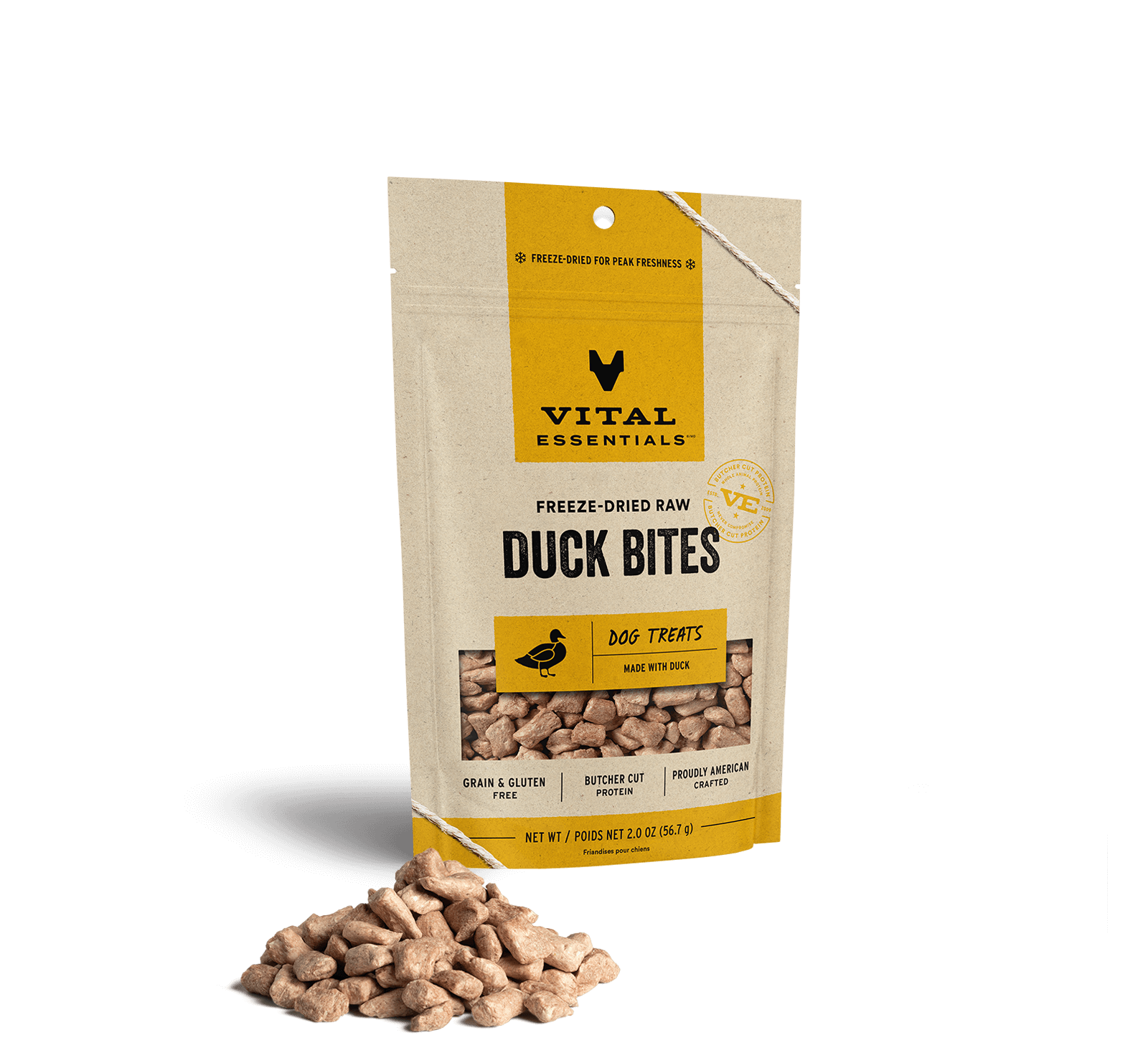 Vital Essentials Freeze-Dried Duck Bites Dog Treats, 2 oz - Treats