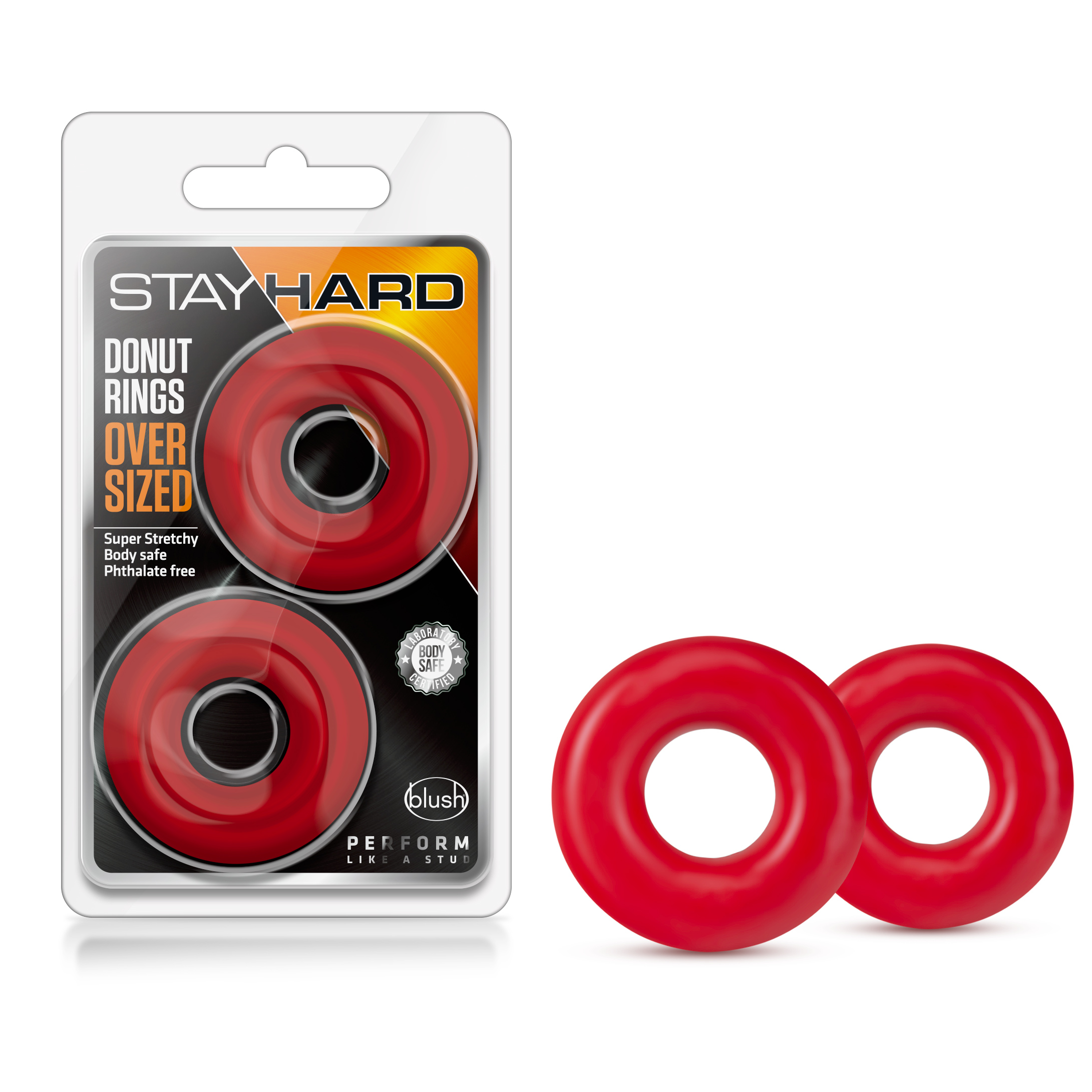 Blush Stay Hard / Red Oversized Donut Penis Rings (2-Pack)