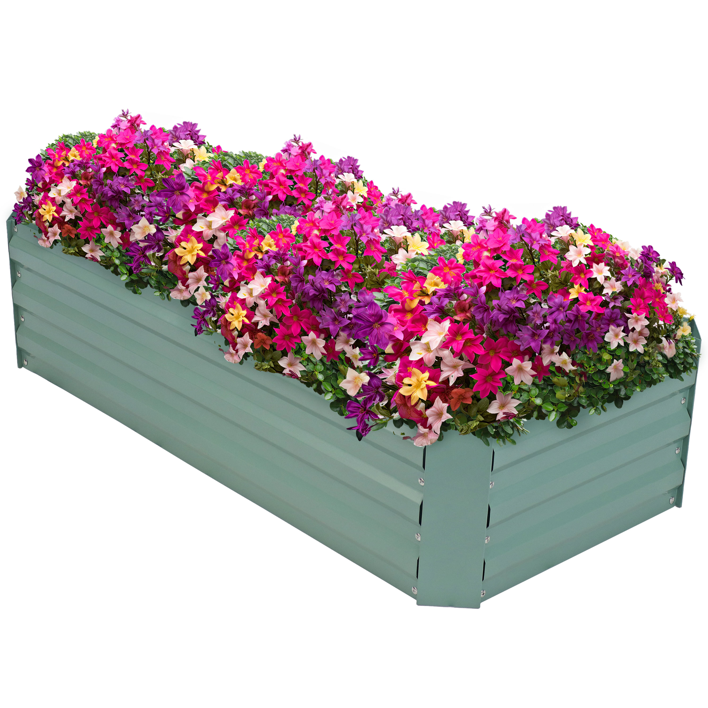 4x2 ft (1.2x0.6 m) Galvanized Steel Rectangle-Shaped Raised Garden Bed - Green