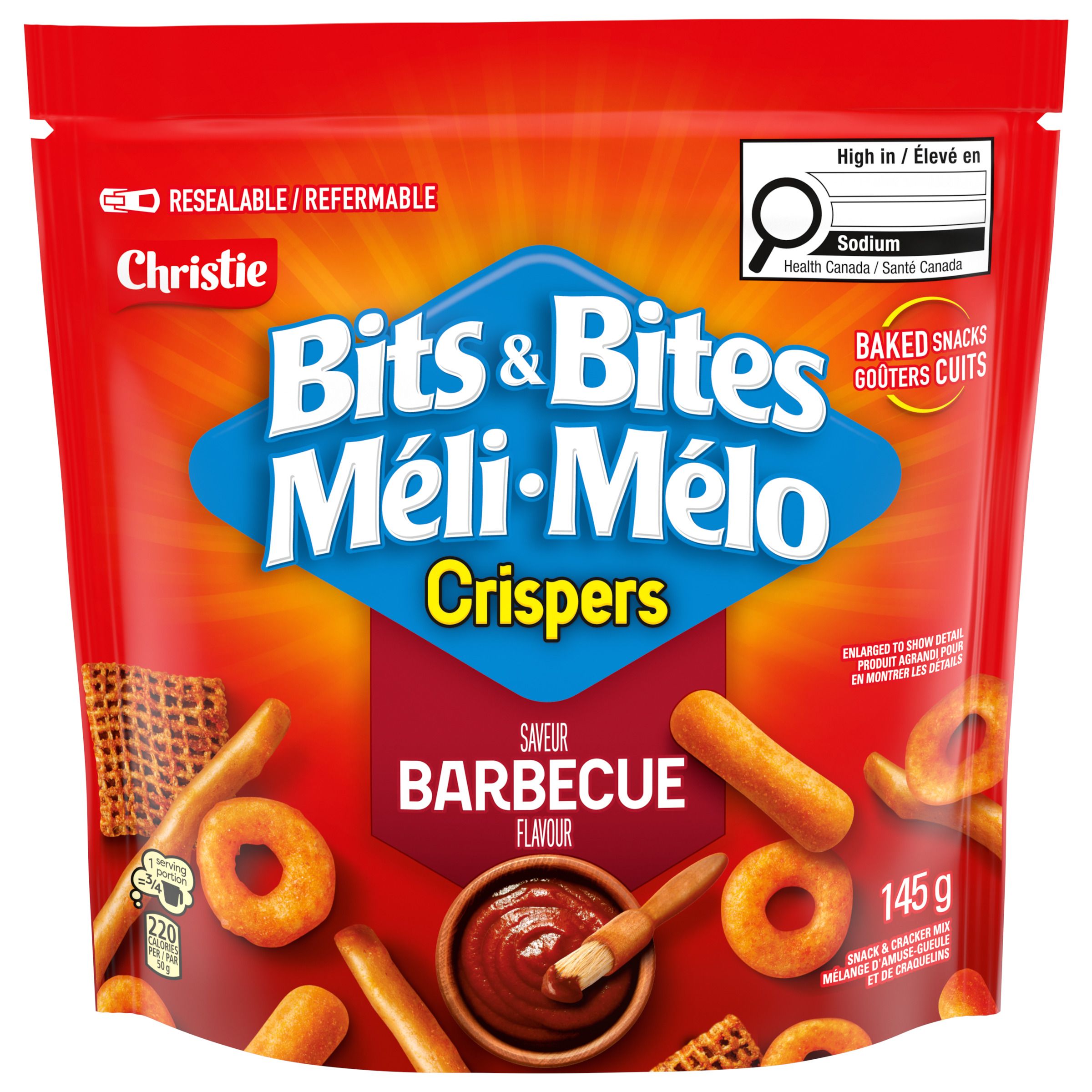 Crispers Bits & Bites Barbecue Flavour Snack & Cracker Mix 145G-thumbnail-2