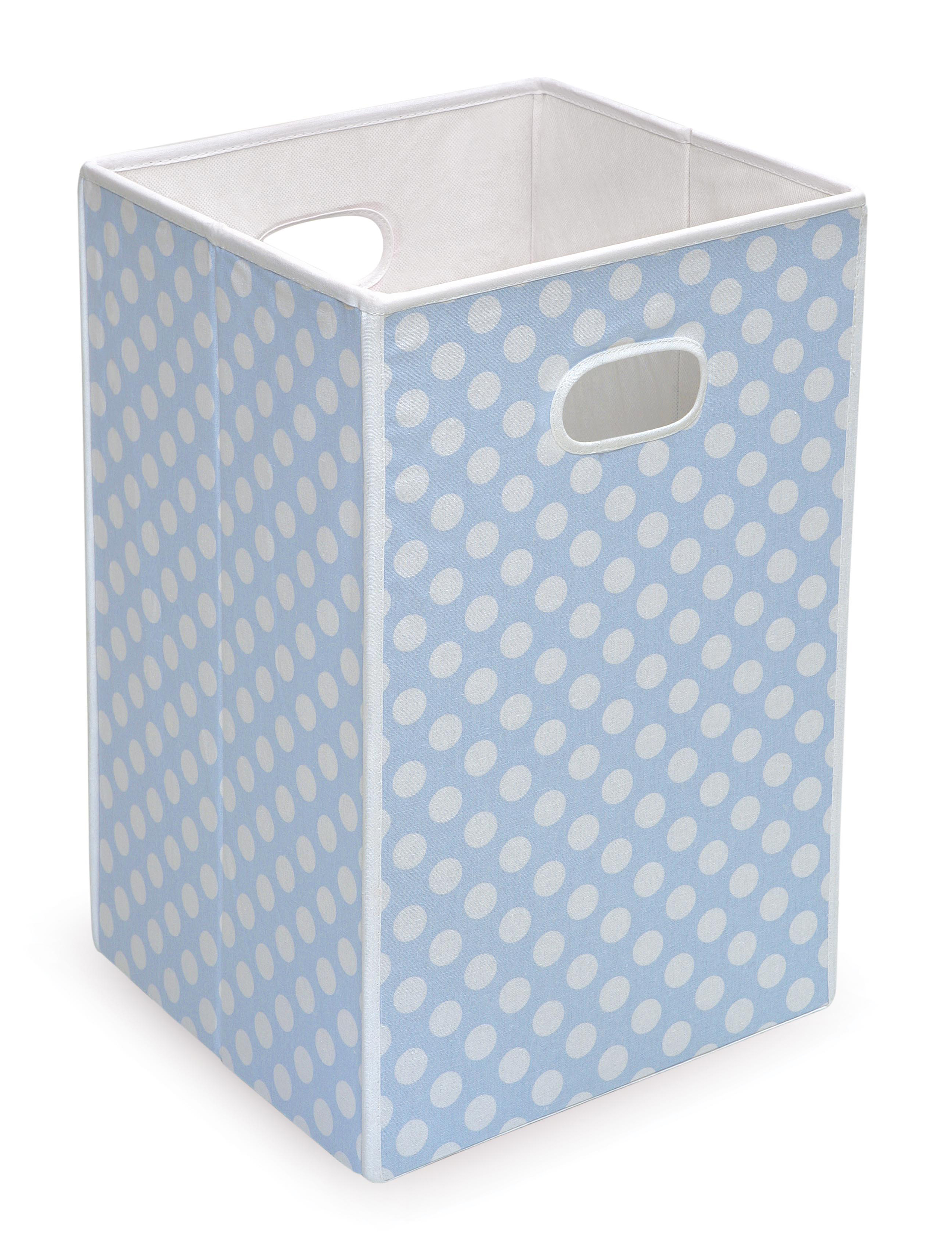 Folding Hamper/Storage Bin - Blue with White Polka Dots