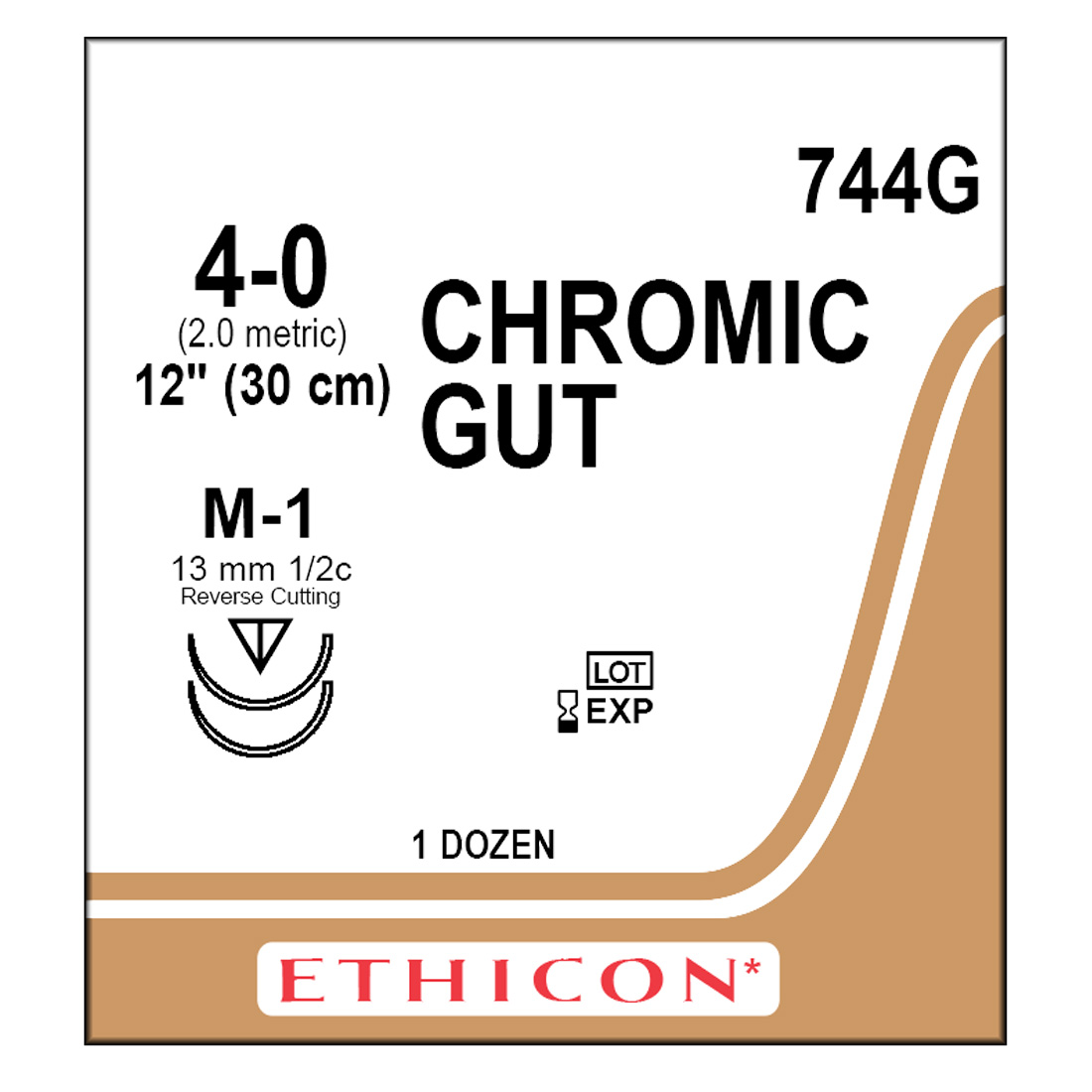 Chromic Gut Sutures,  4-0 , M-1,  12",  12/Box