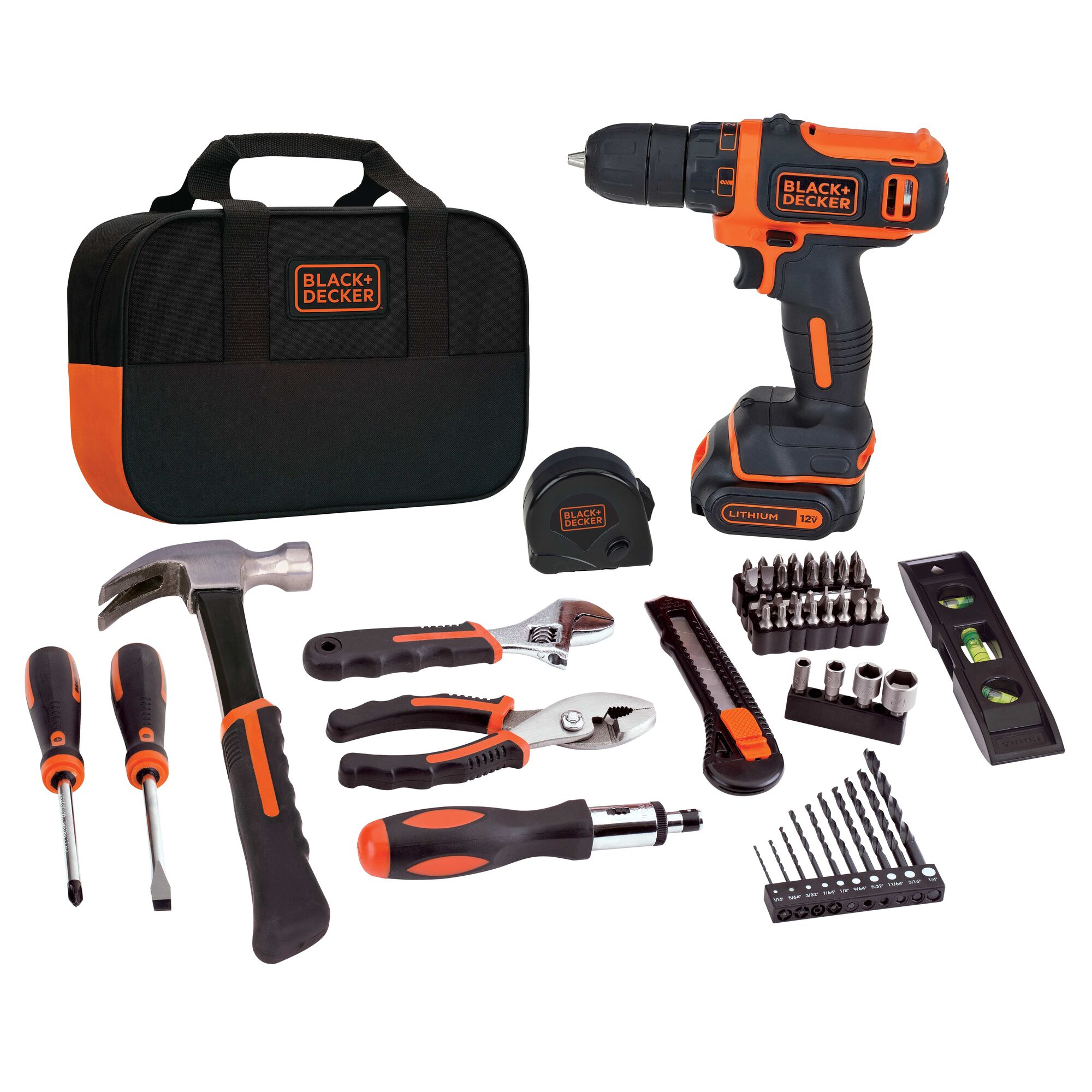 Lithium ion drill and driver plus 59 piece project kit.
