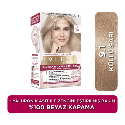 l’oréal paris excellence creme 9.1 küllü sarı saç boyası 