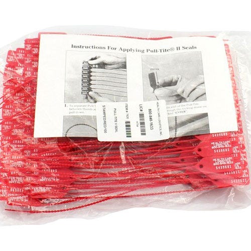 Pull Tight Seals Numbered Red - 100/Box