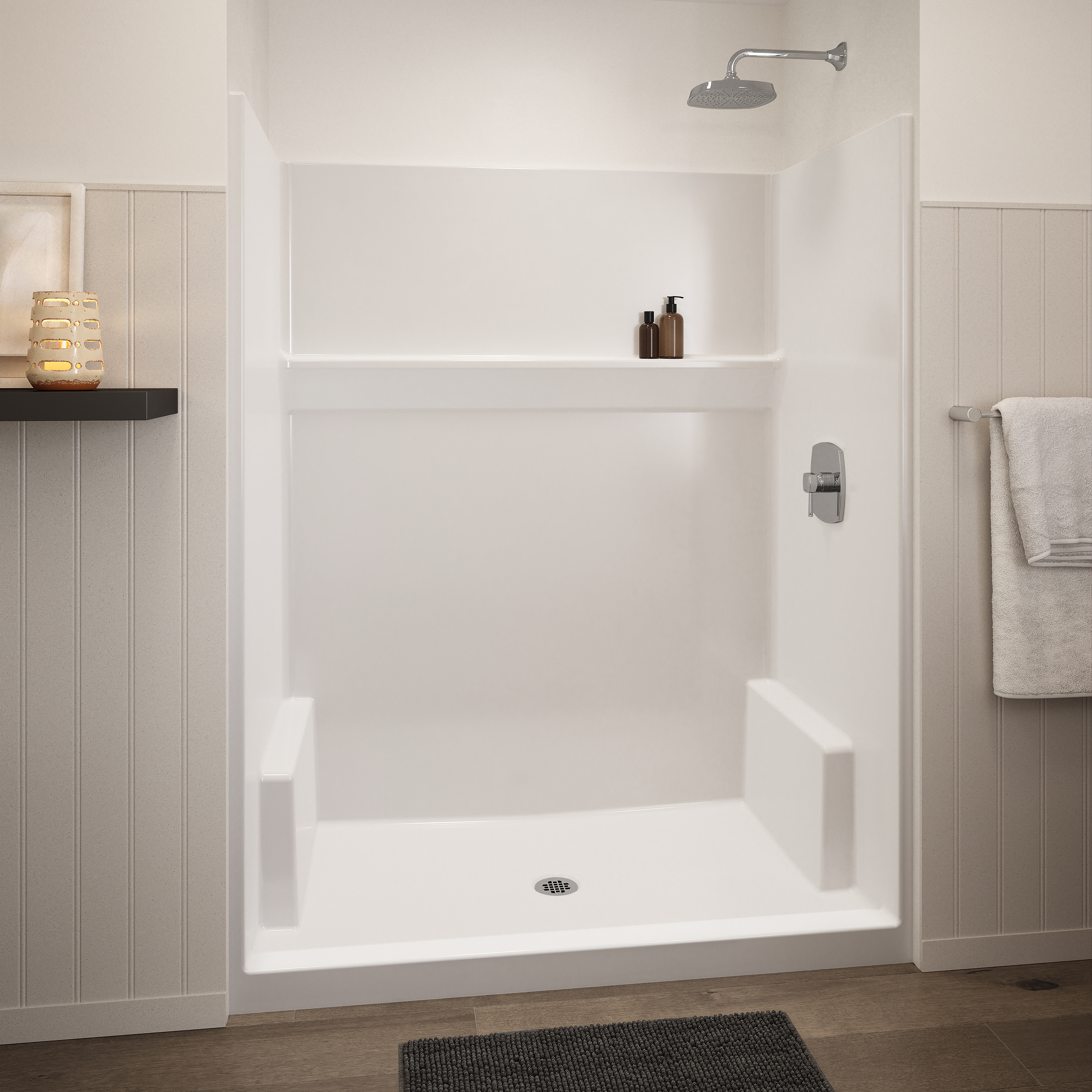 Icon SH6034 AcrylX™ Alcove Center Drain One-Piece Shower in White