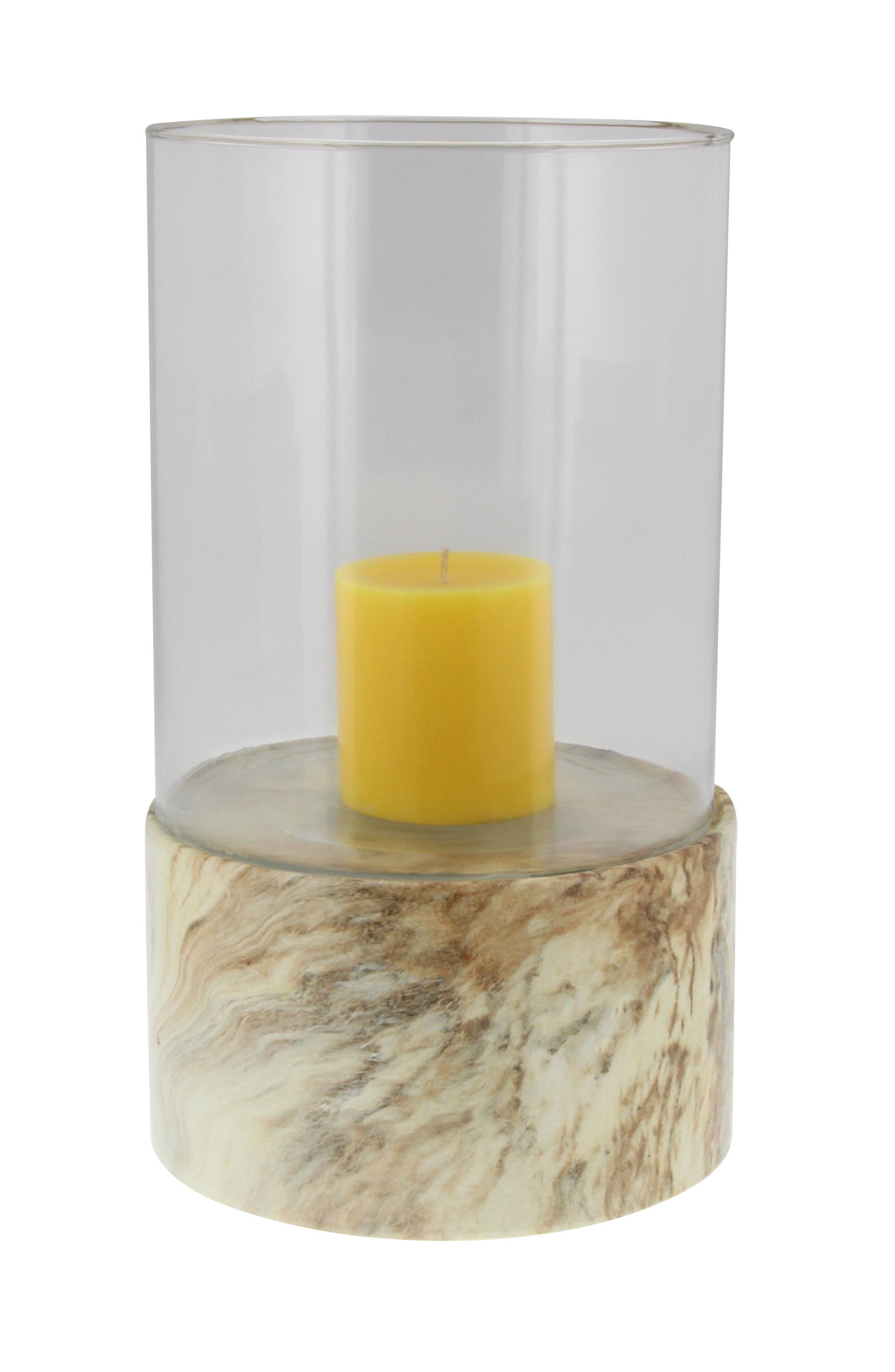 Beige Ceramic  Hurricane Lamp, 8" x 8" x 13"