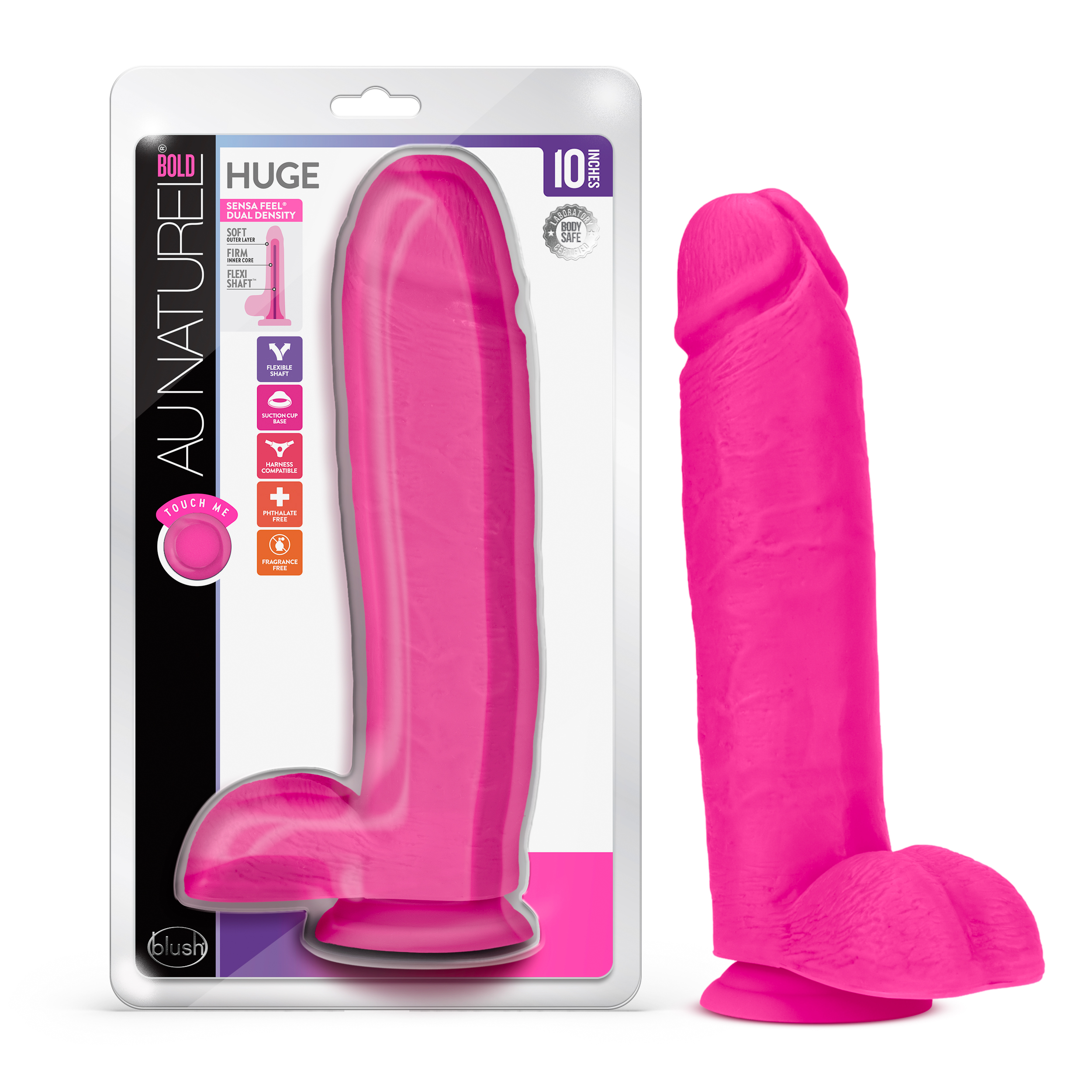 Blush Au Naturel Bold Huge Realistic Pink 10.5-Inch Long Dildo With Balls & Suction Cup Base