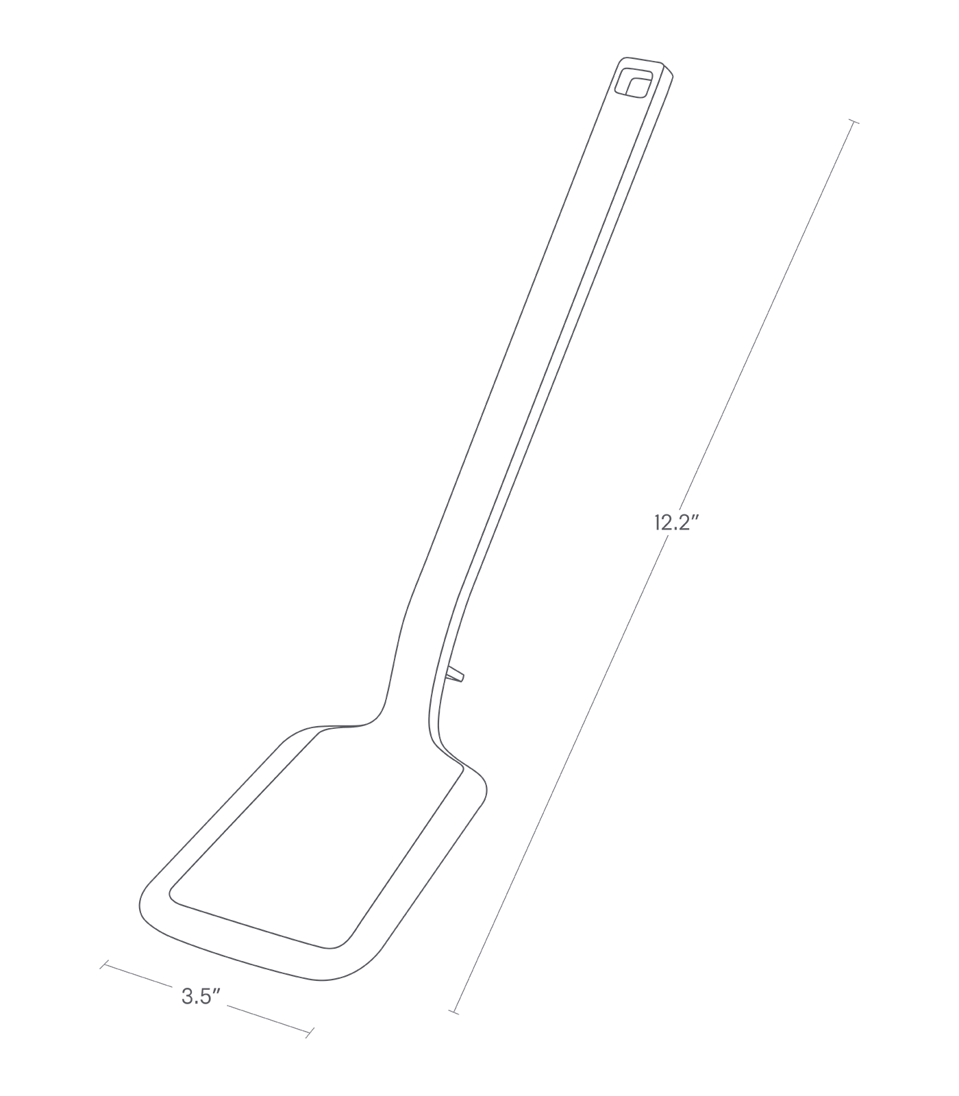 Dimension Image for Floating Utensil on a white background showing height of 12.2" and width of 3.5".