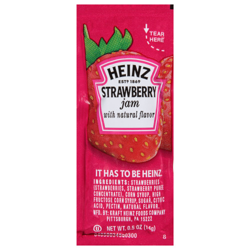 HEINZ Single Serve Strawberry Jam, 0.5 oz. Packets (Pack of 200