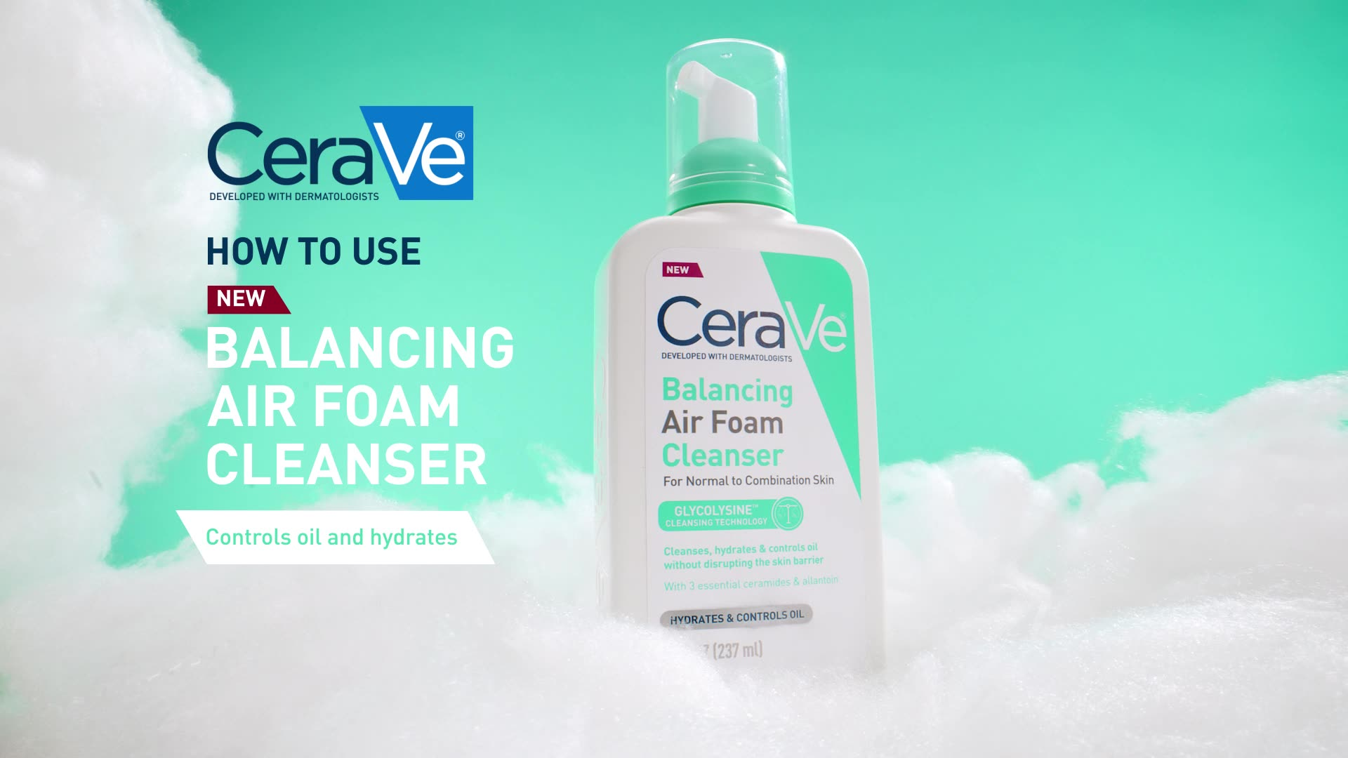 thumbnail video image 3 of (2 pack) CeraVe Balancing Air Foam Cleanser, Oil Control & Hydration for Combination Skin 8 fl oz, 3 of 17