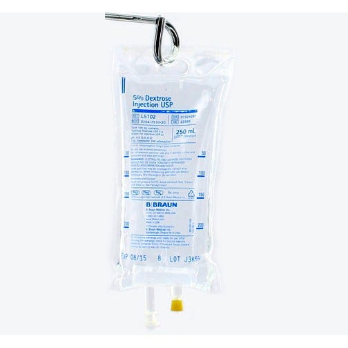 5% Dextrose, 250ml Plastic Bag for Injection - 24/Case