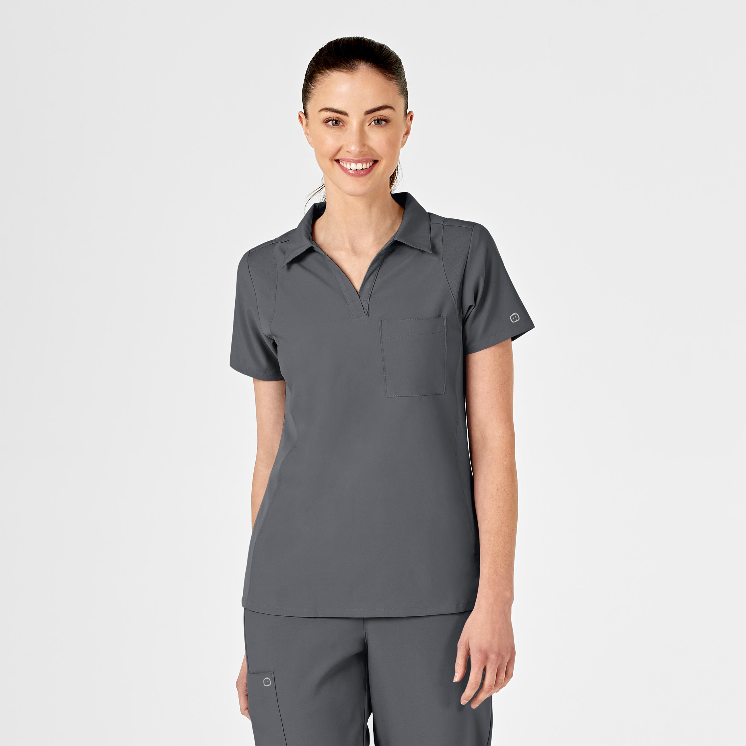 W123 Women&#39;s Collar Scrub Top-Wonder Wink