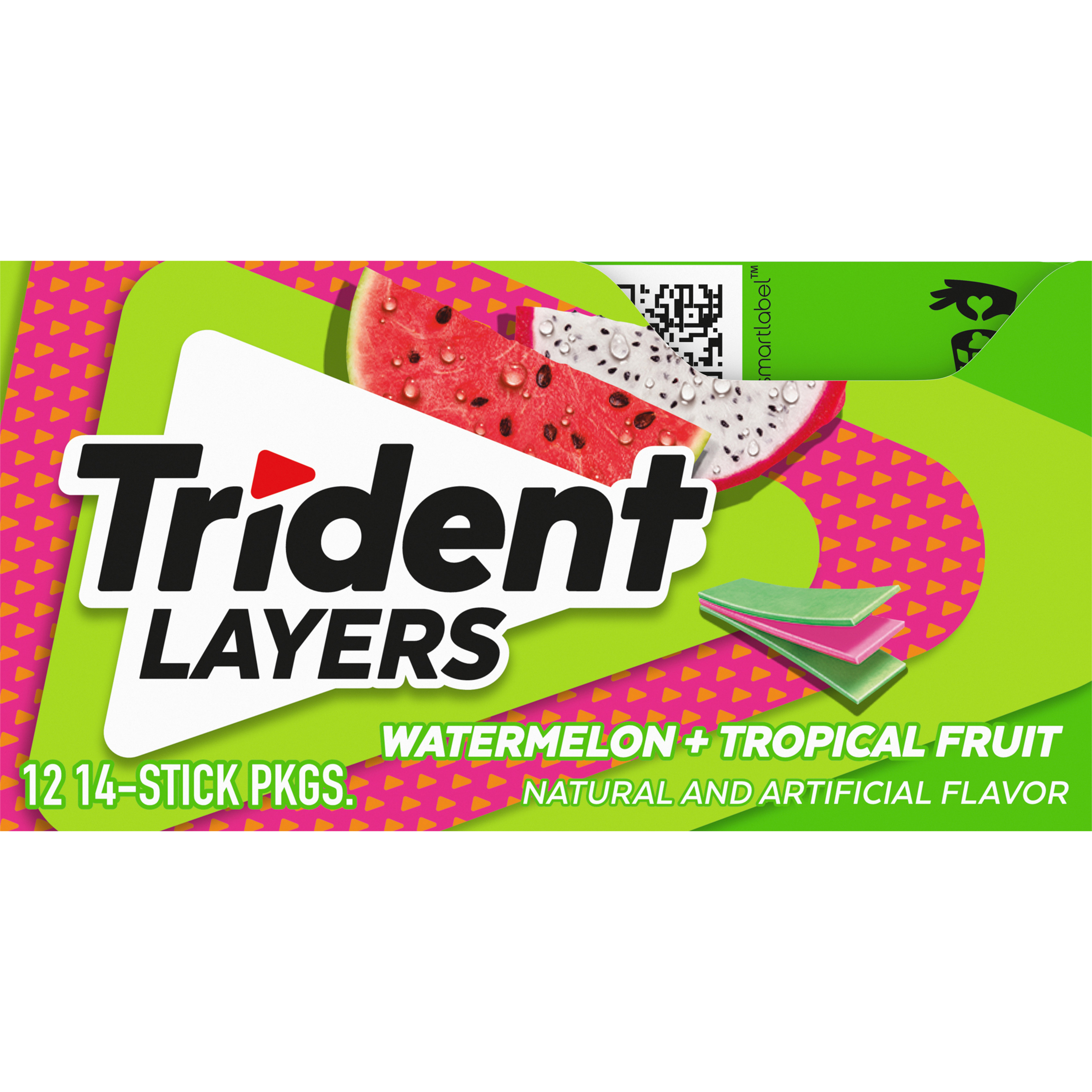 Trident Layers Watermelon & Tropical Fruit Sugar Free Gum, 12 Packs of 14 Pieces (168 Total Pieces)-thumbnail-2