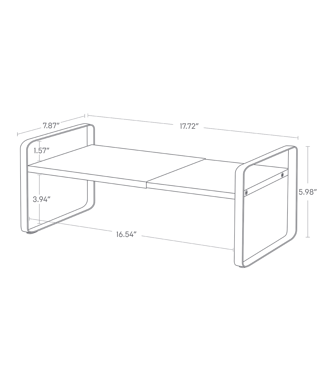Dimension image for Expandable Countertop Organizer - Two Sizes on a white background including dimensions  L 7.87 x W 10.63 x H 5.98 inches