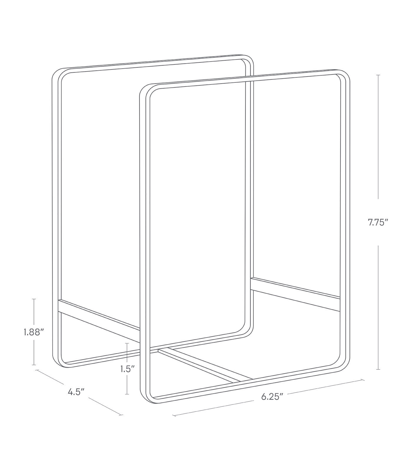 Dimension image for Plate Holder showing length of 6.25