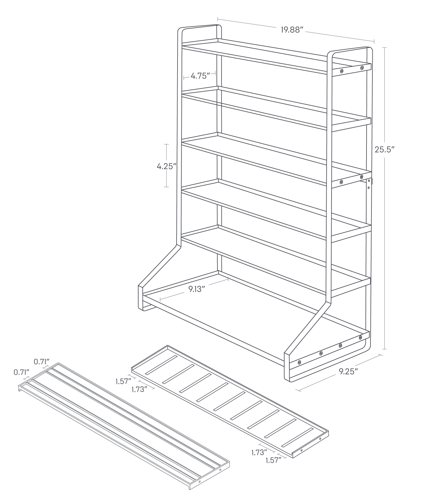 Dimenision image for Kids' Parking Garageon a white background showing total width of 19.88